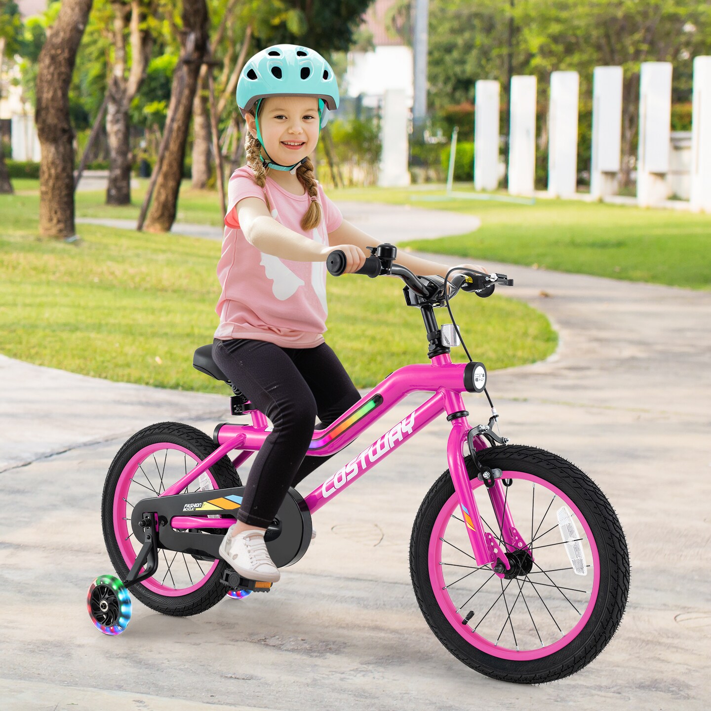 16/18 Inch LED Lighted Kids Bike with Training Wheels &#x26; Headlight