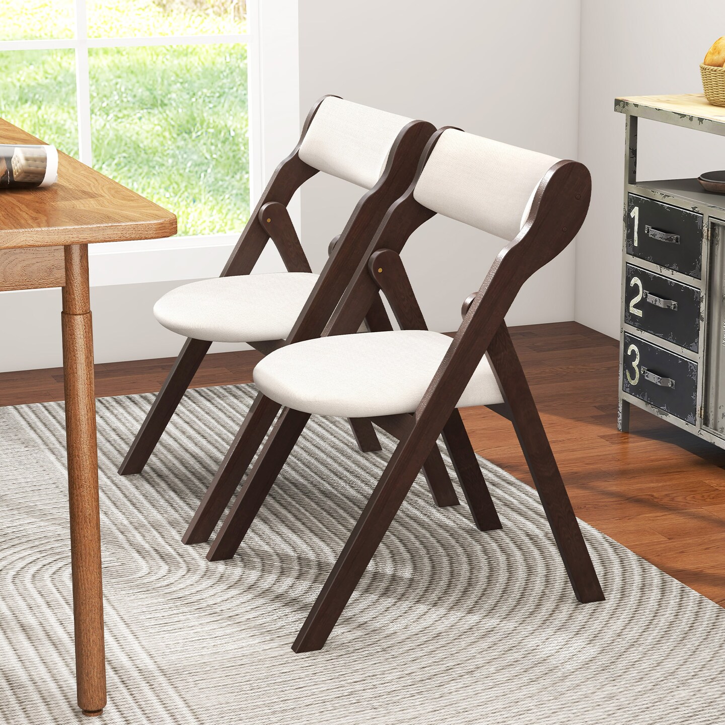 Set of 2 Folding Chairs with Comfy Padded Backrest and Seat-Brown