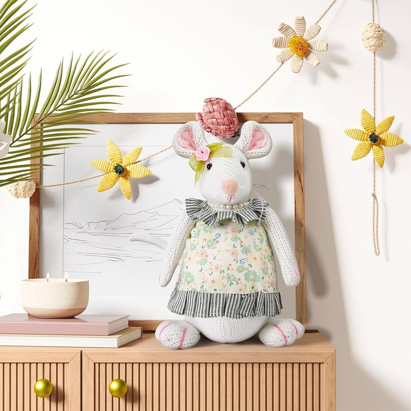 Easter Decorations Plush Mice Ornaments Figurine Handmade Table Spring Home D&#xE9;cor Cute Mouse Tabletop Farmhouse Gifts Office Party Supply
