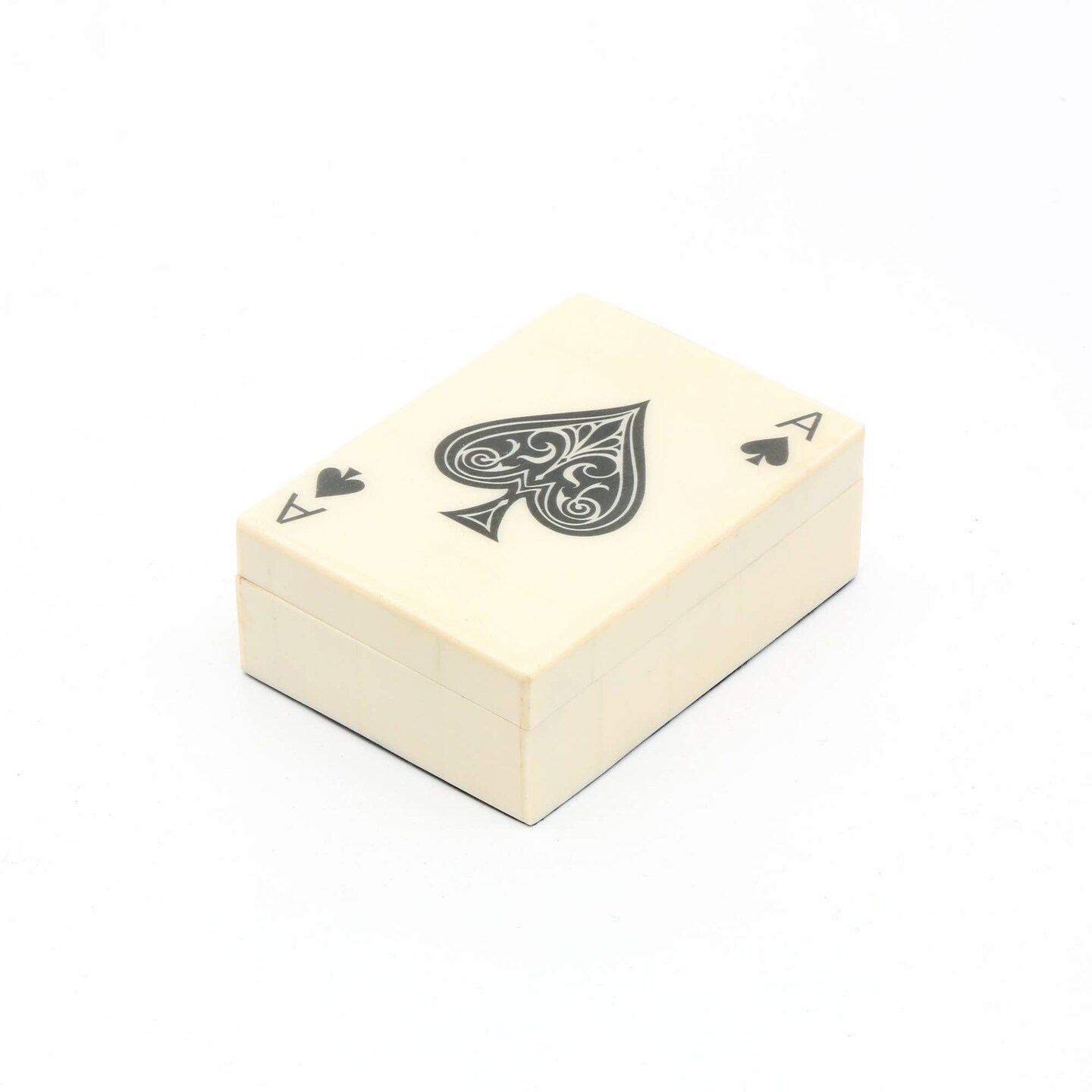 Wooden Printed White Card Box with Cards - 4.75&#x22;x3.35&#x22;x1.75&#x22;