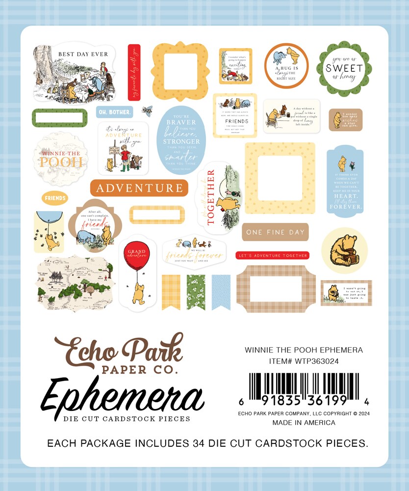 Echo Park Winnie The Pooh Ephemera Die-Cut Cardstock Pieces
