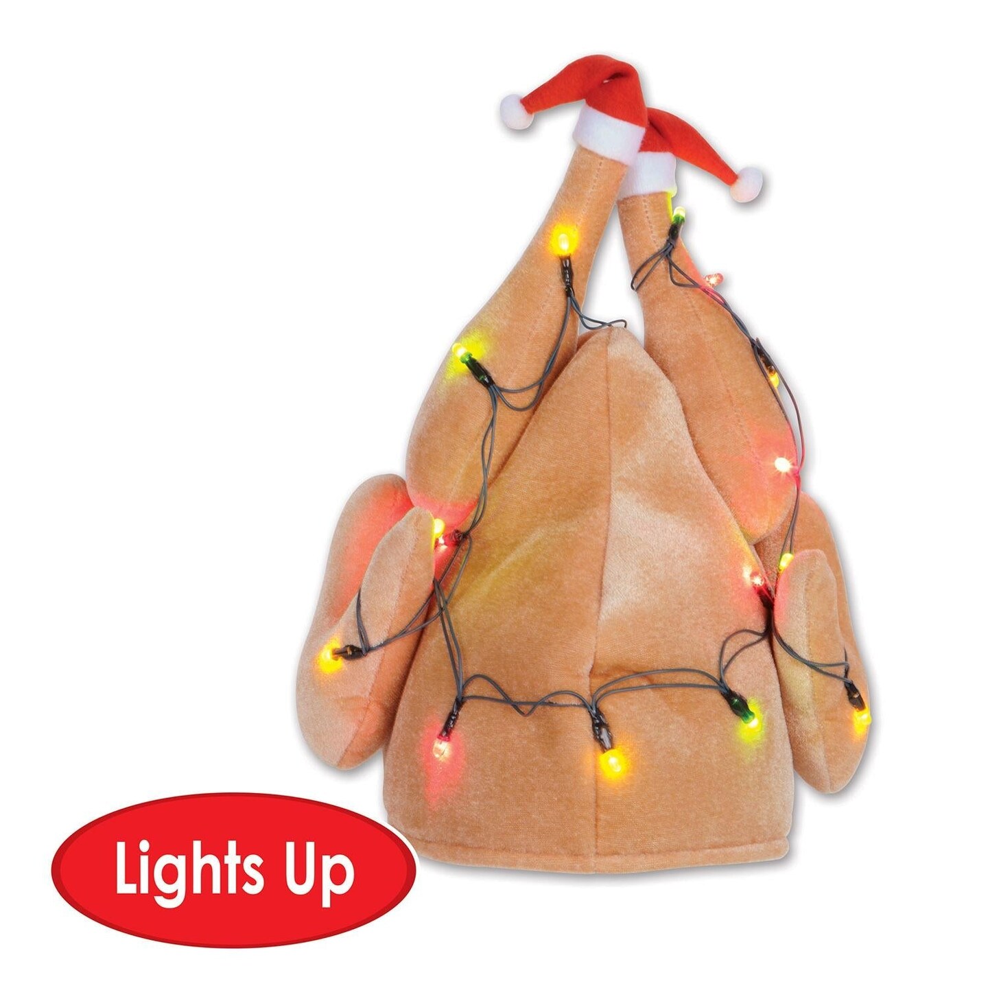 6 Pack Beistle Plush Light-Up Christmas Turkey Hat