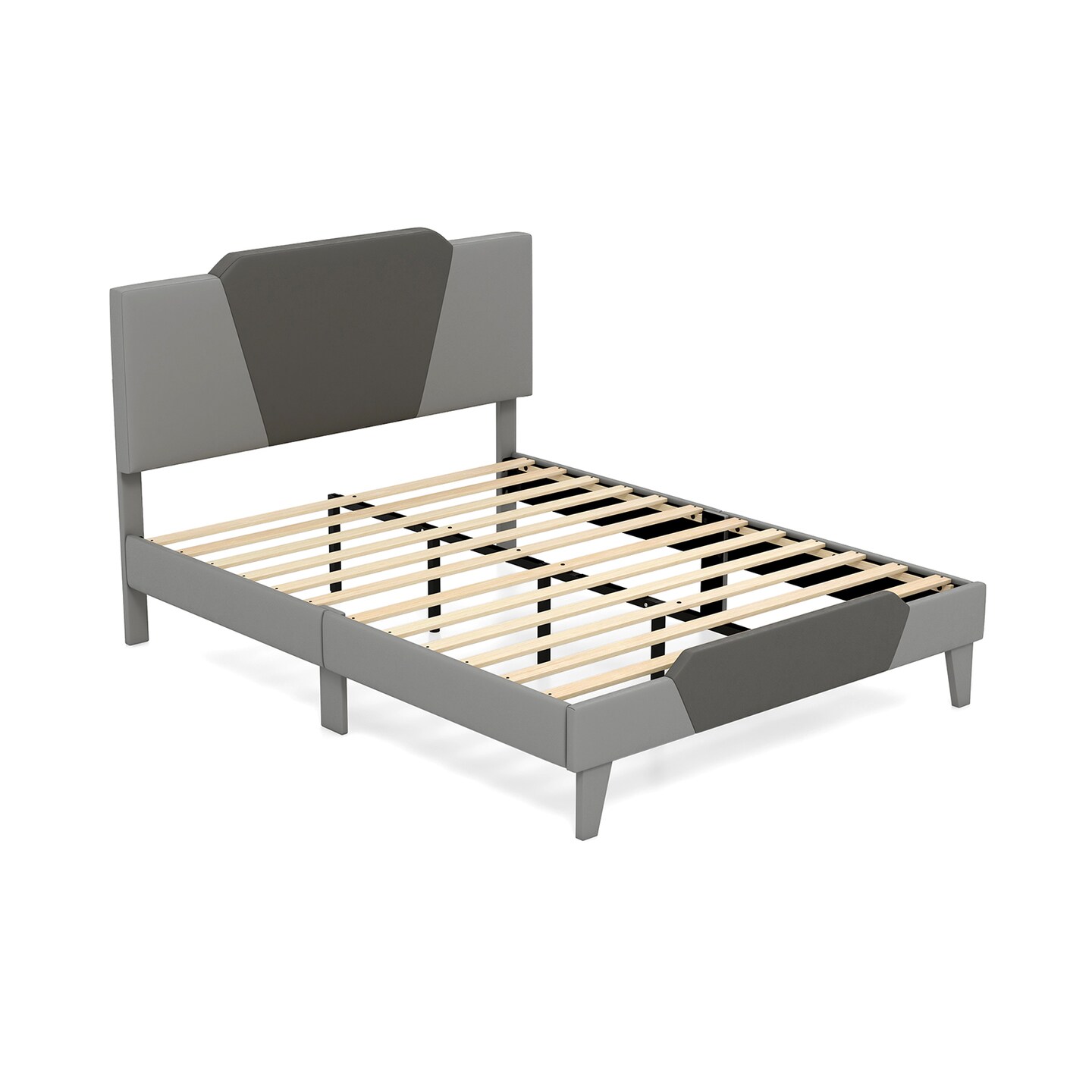 Full/Queen Velvet Upholstered Bed Frame with High Headboard, Soft Touch, Modern Design