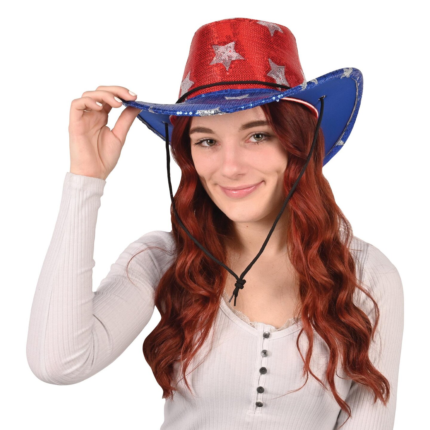 6 Pack Beistle Sequined Patriotic Cowboy Hat