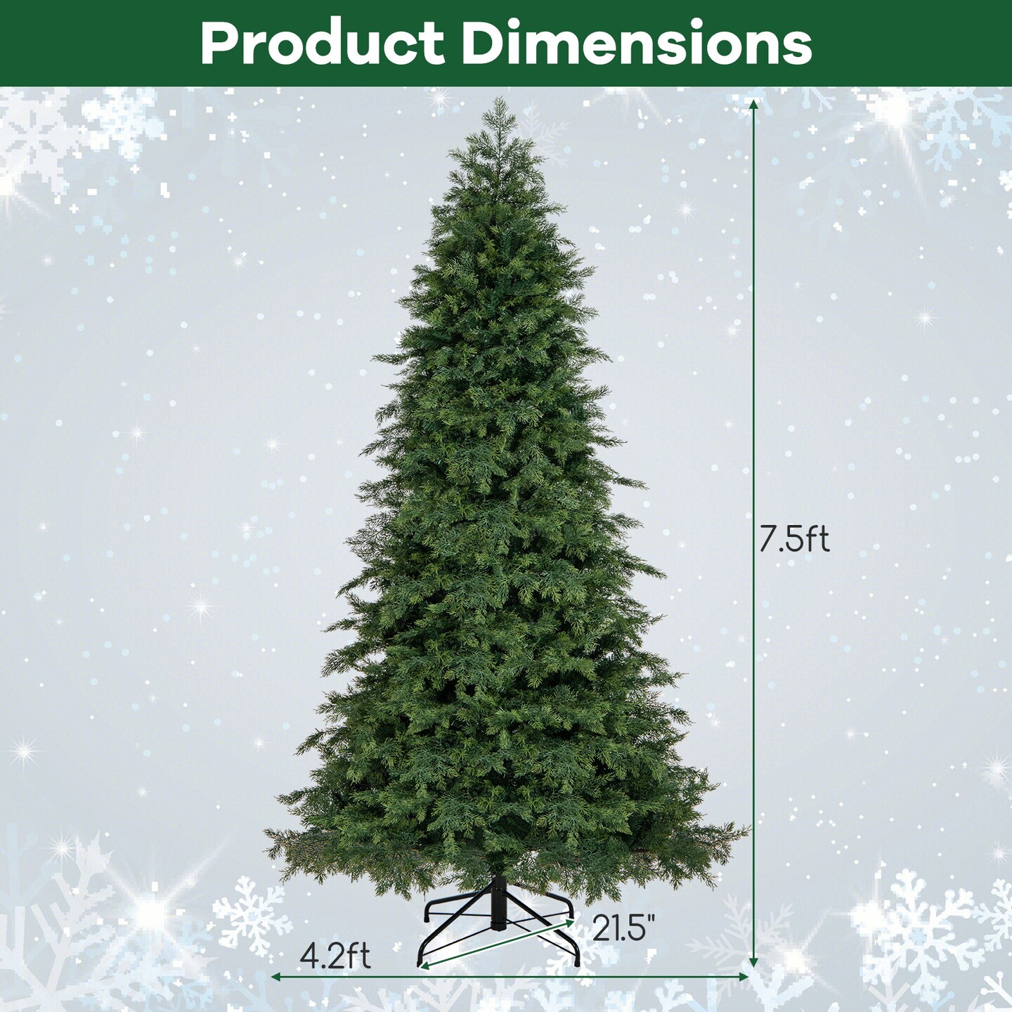 Pre-Lit Artificial Christmas Tree with 11 Modes and Metal Stand