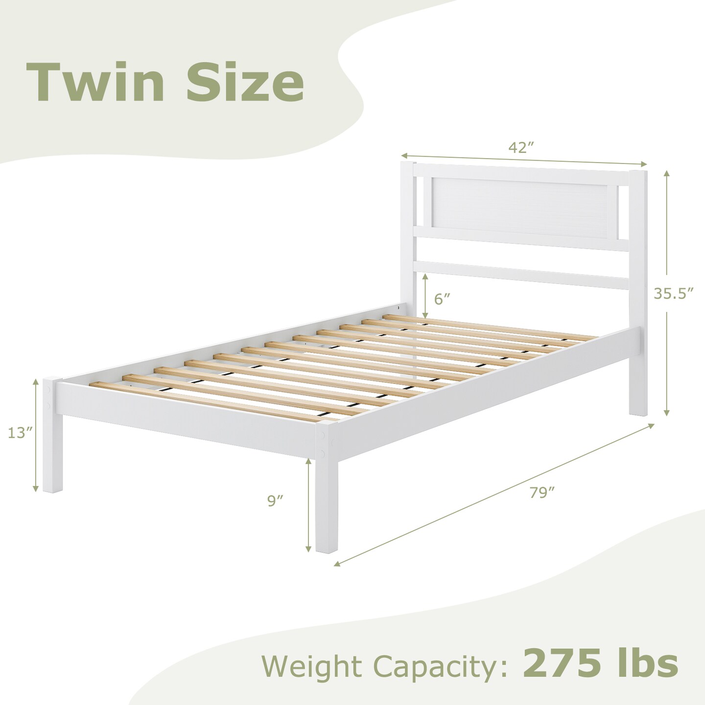 Platform Bed Frame with Headboard and Wooden Slats Support Perfect for Dorms