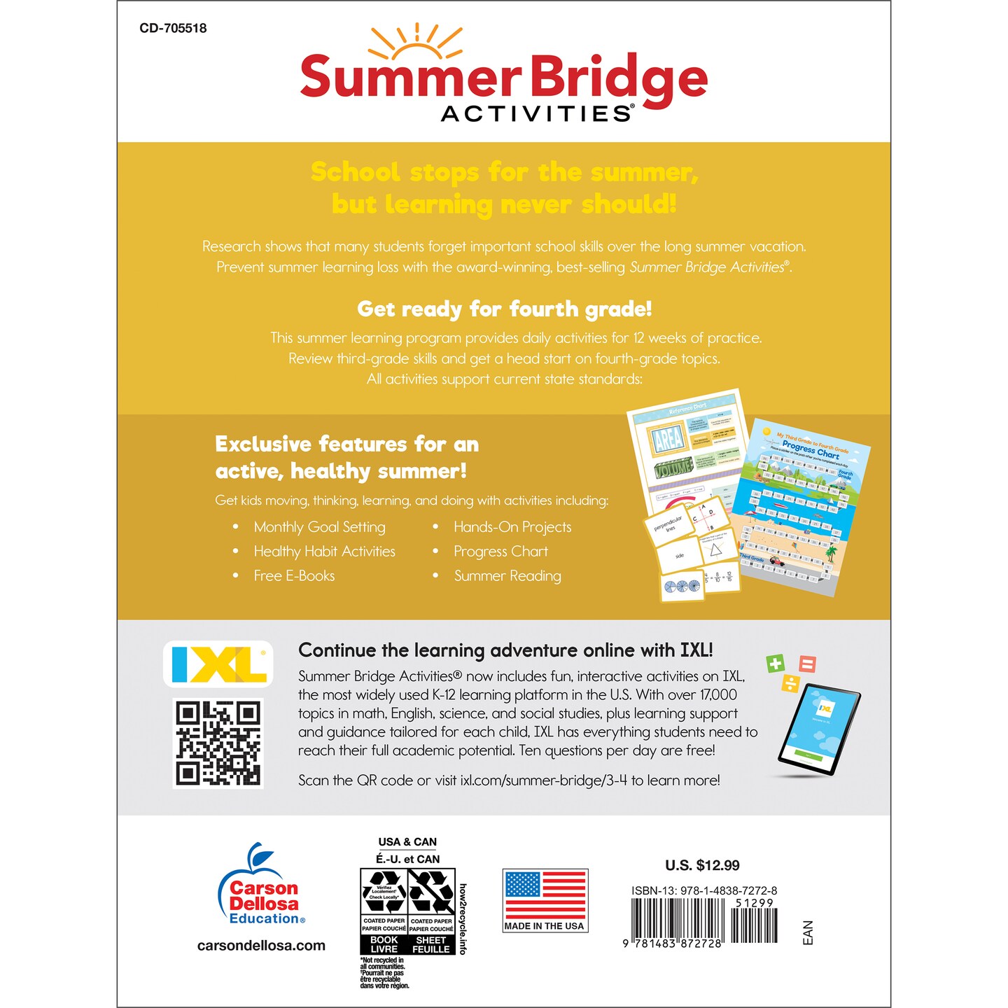 Summer Bridge Activities 3rd Grade Workbooks to 4th Grade Workbook, Math, Language Arts, Science, Social Studies &#x26; Fitness, 3rd Grade &#x26; 4th Grade Workbook With Flash Cards, Stickers, eBooks &#x26; More