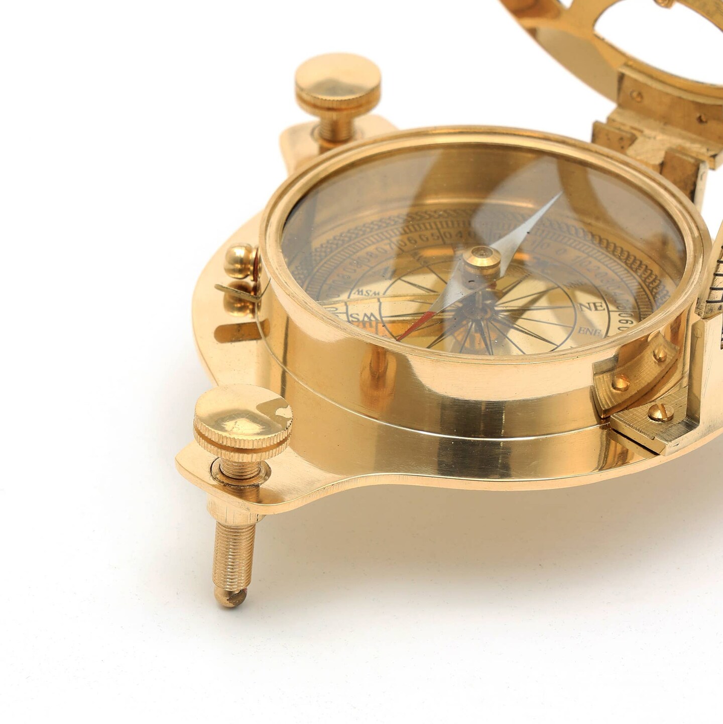 Vintage Collectible Brass Sundial Compass -Golden