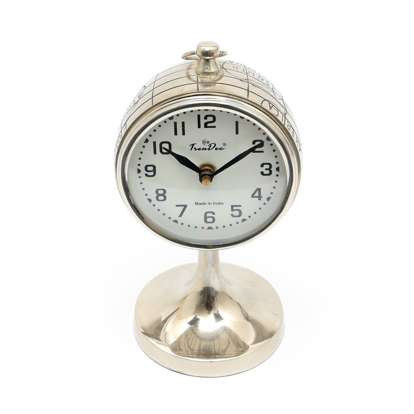 Decorative &#x26; Classic Aluminum Silver Table Clock - Desk clock