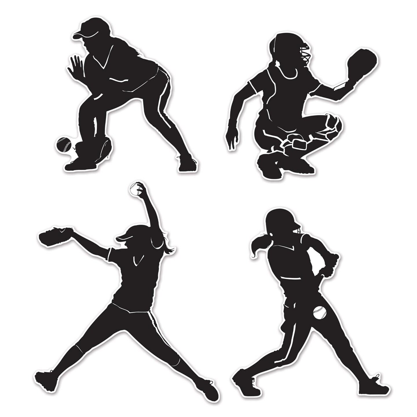 48 Piece Beistle Softball Party Silhouettes