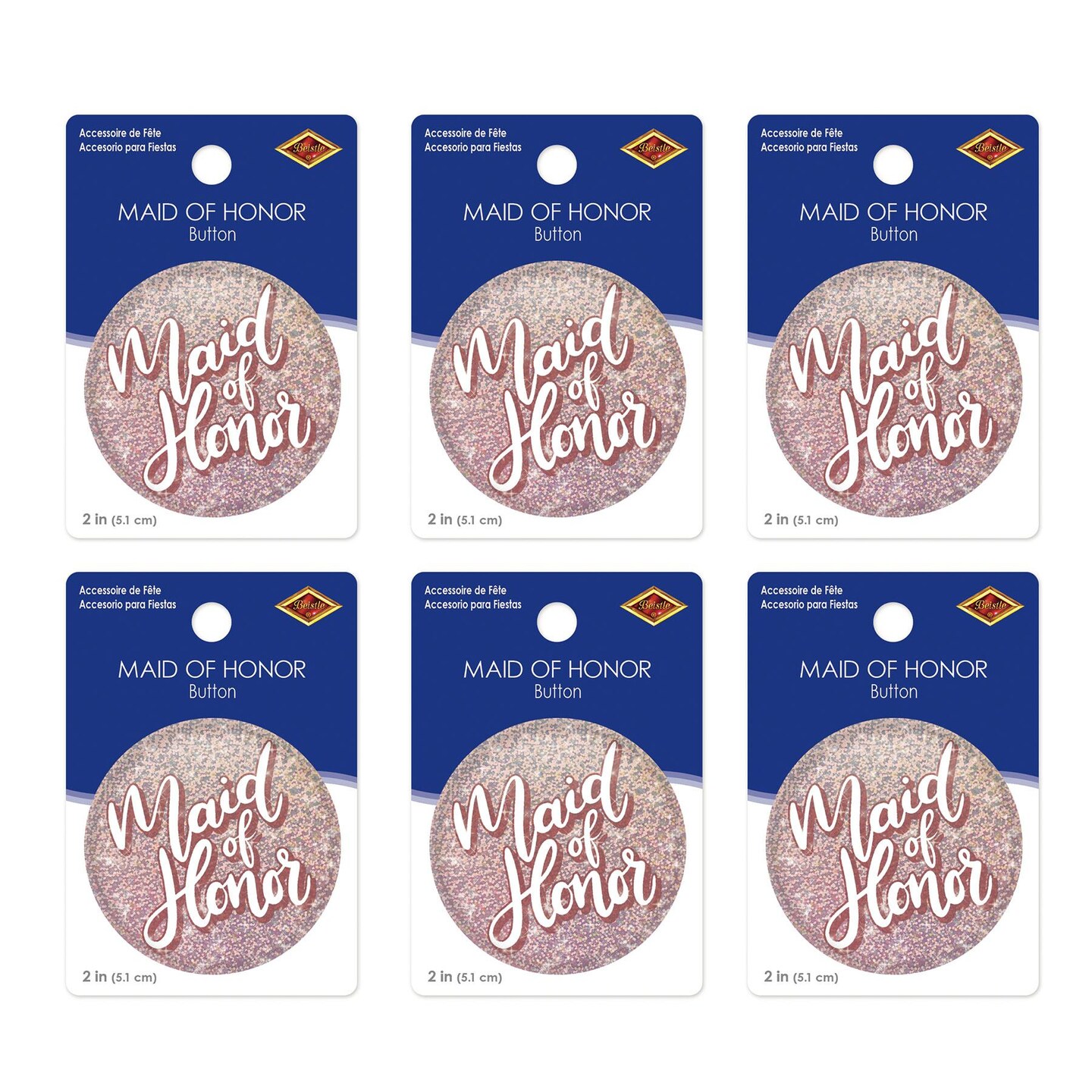 6 Pack Beistle Maid Of Honor Button