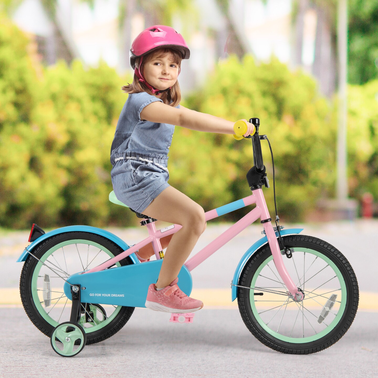Pink Kids Bike with Adjustable Handlebar and Saddle for Comfortable Riding