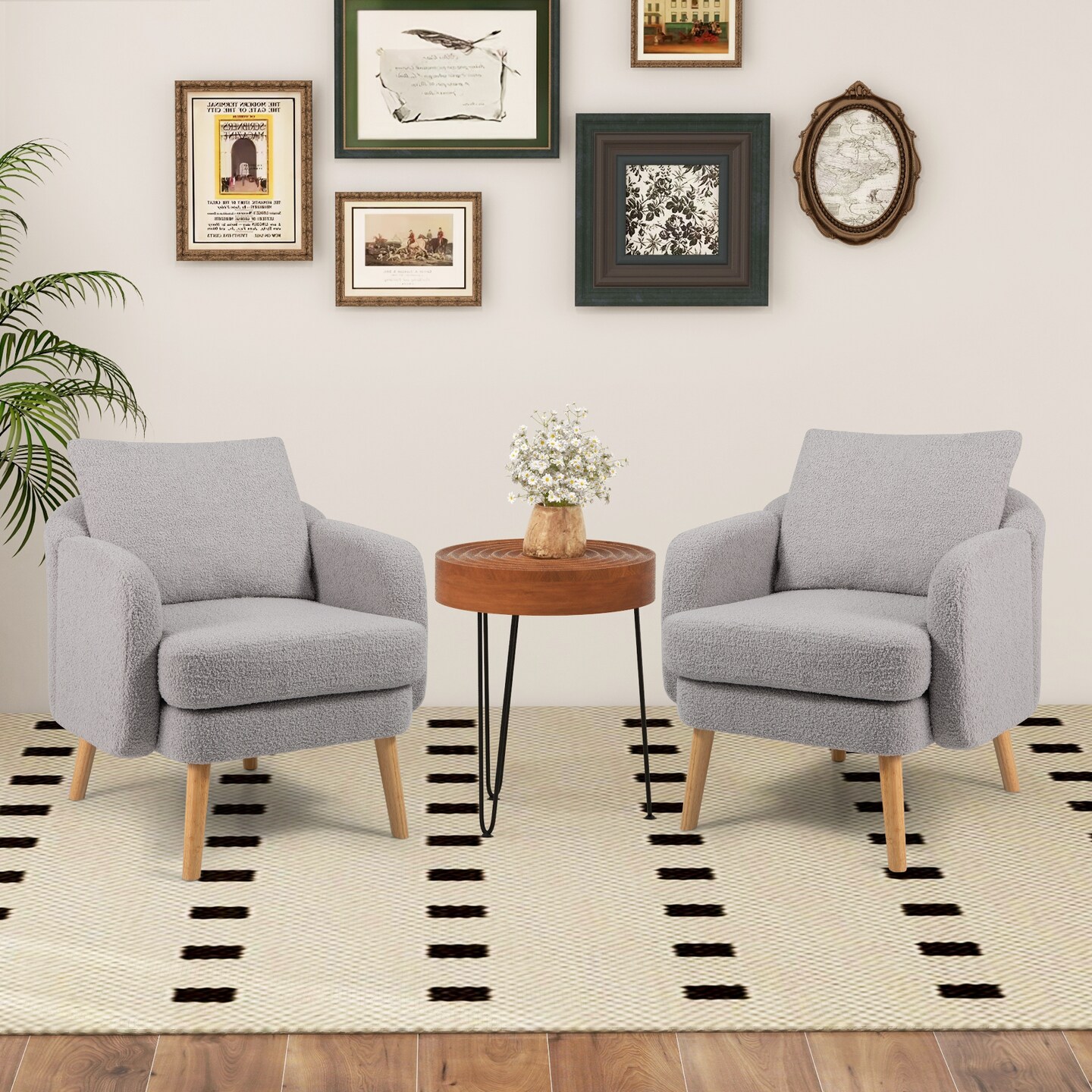 Sherpa Accent Chair Modern Living Room Chair with Seat Cushion