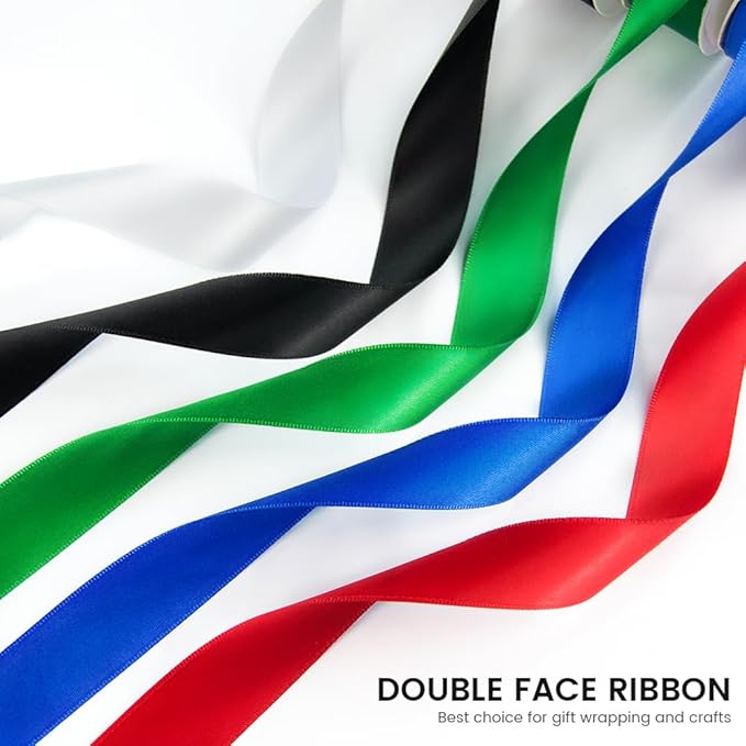 3/8 inch x 25 Yards Double Faced Polyester Emerald Green Satin Ribbon, Perfect for Gift Wrapping Very Suitable for Weddings Party Invitation Decorations and More