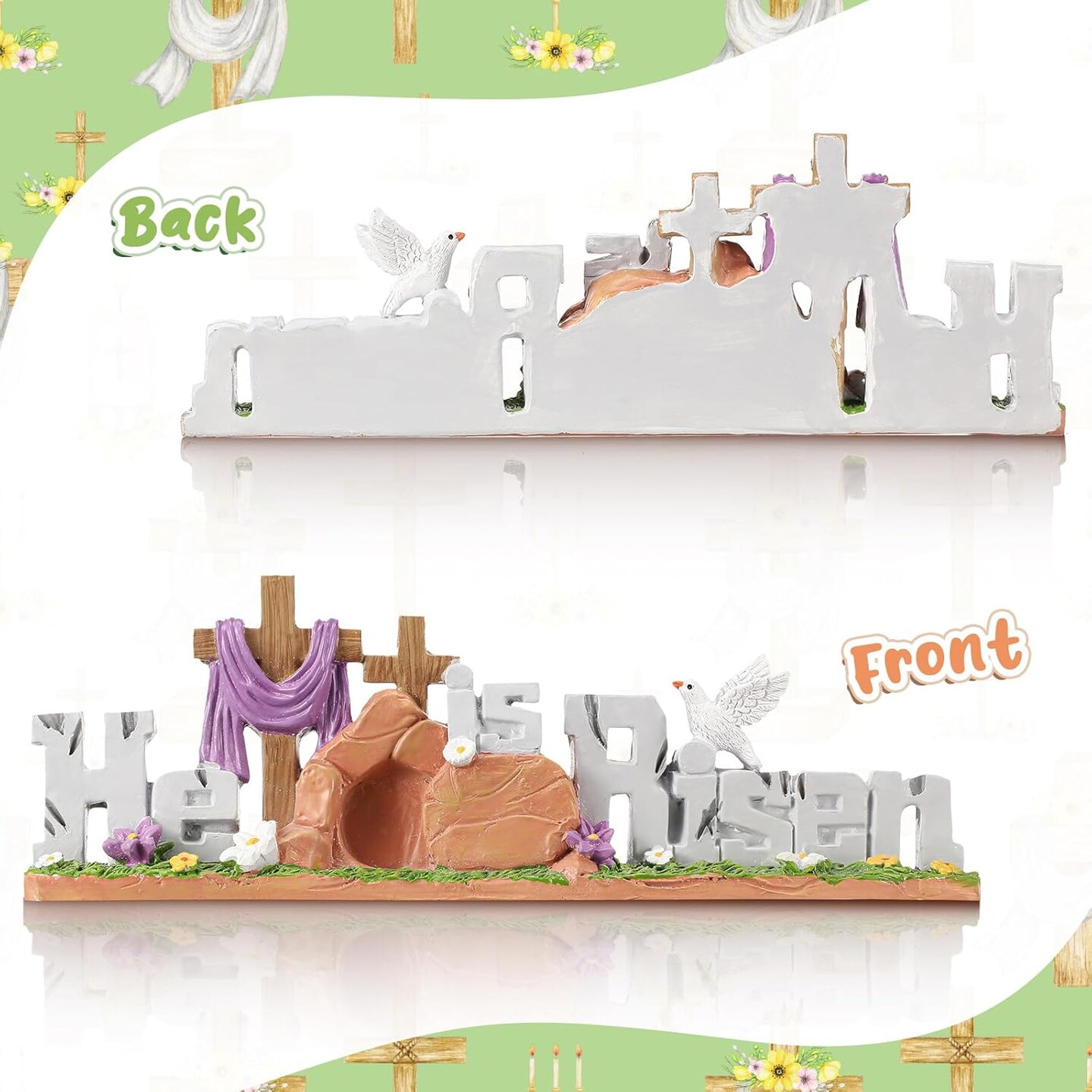 Easter Decorations Resin He is Risen Decorations Easter Table Decorations Spring Figurines Home Decor for Household and Office Table Decoration