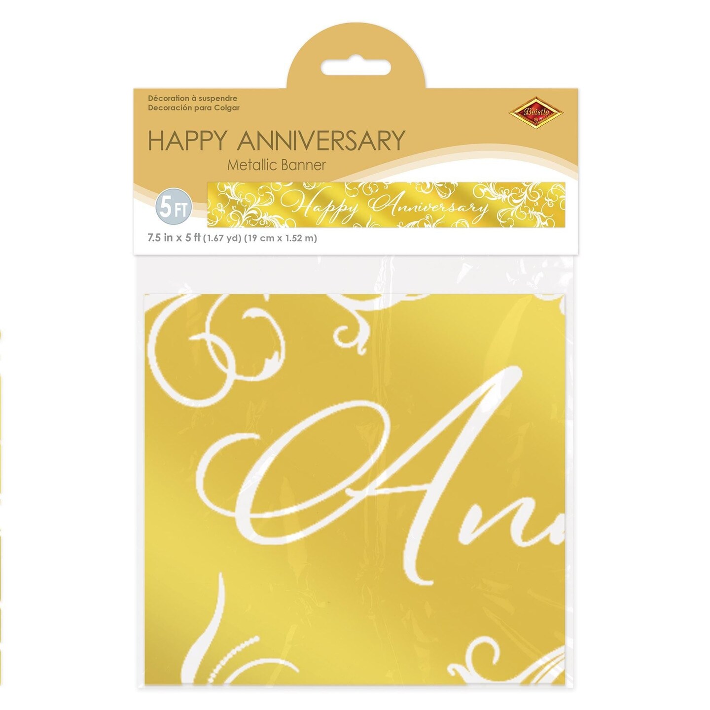 12 Pack Beistle Metallic Happy Anniversary Banner