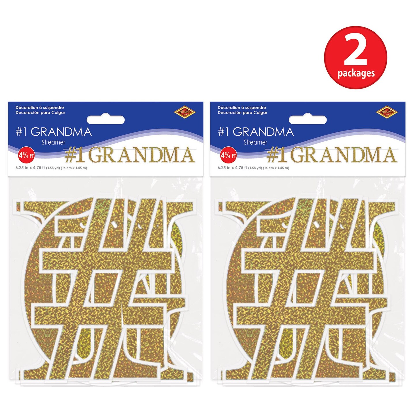 12 Pack Beistle Grandparent&#x27;s Day #1 Grandma Streamer