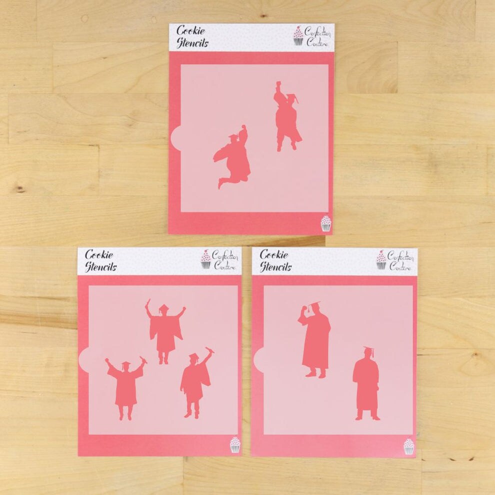 Male Graduate Silhouette 3 Piece Cookie Stencil Bundle