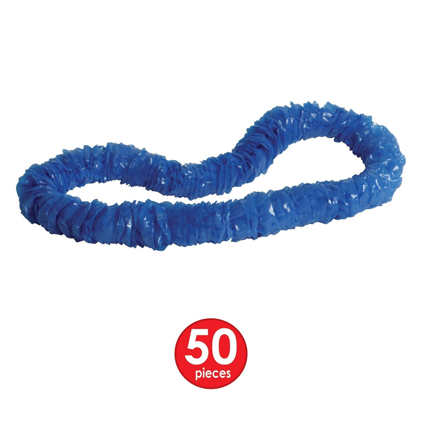 50 Pack Bulk Luau Party Blue Soft-Twist Poly Leis with Labeled Box