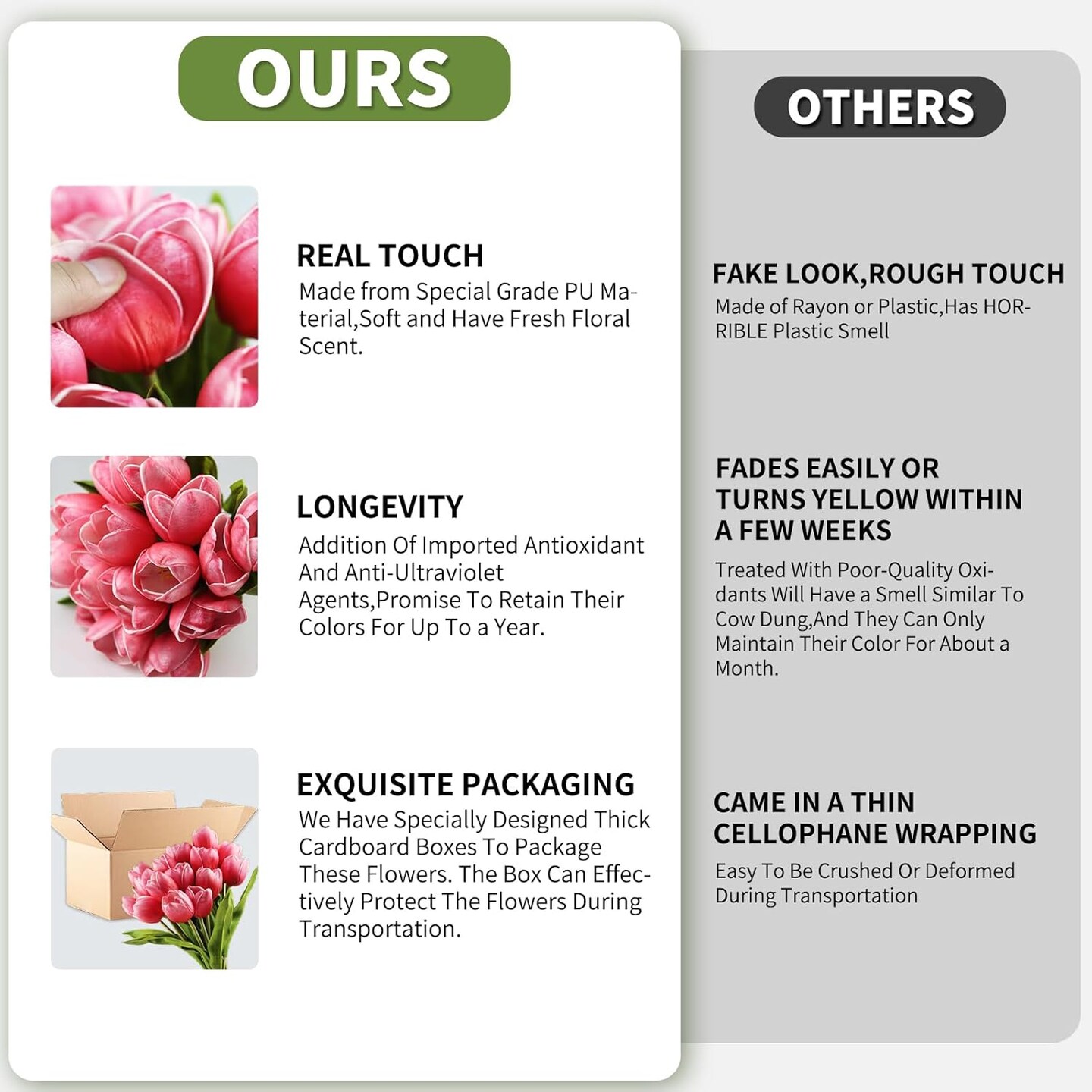 Artificial Tulip in Bulk for Home Kitchen Wedding Bridal Bouquet,Fake Flowers for Mother's Day