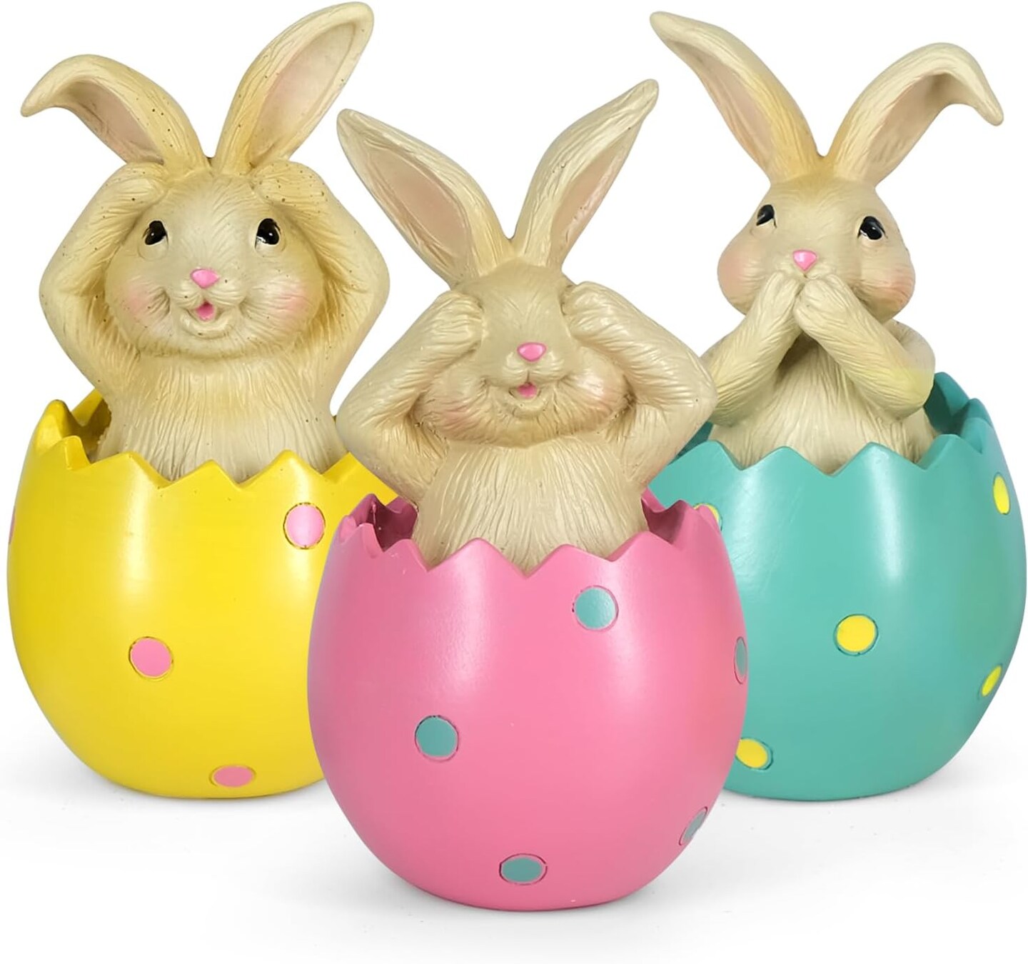 Colorful Eggshell Polyresin Bunny Easter Decor, Table Rabbit Easter Decorations
