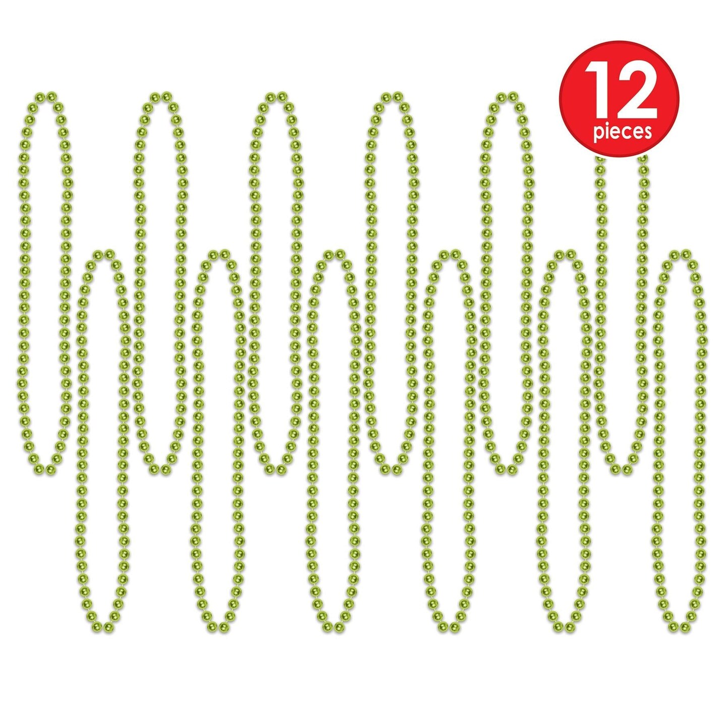 144 Pack Beistle Party Bead Necklaces - Small Round Light green