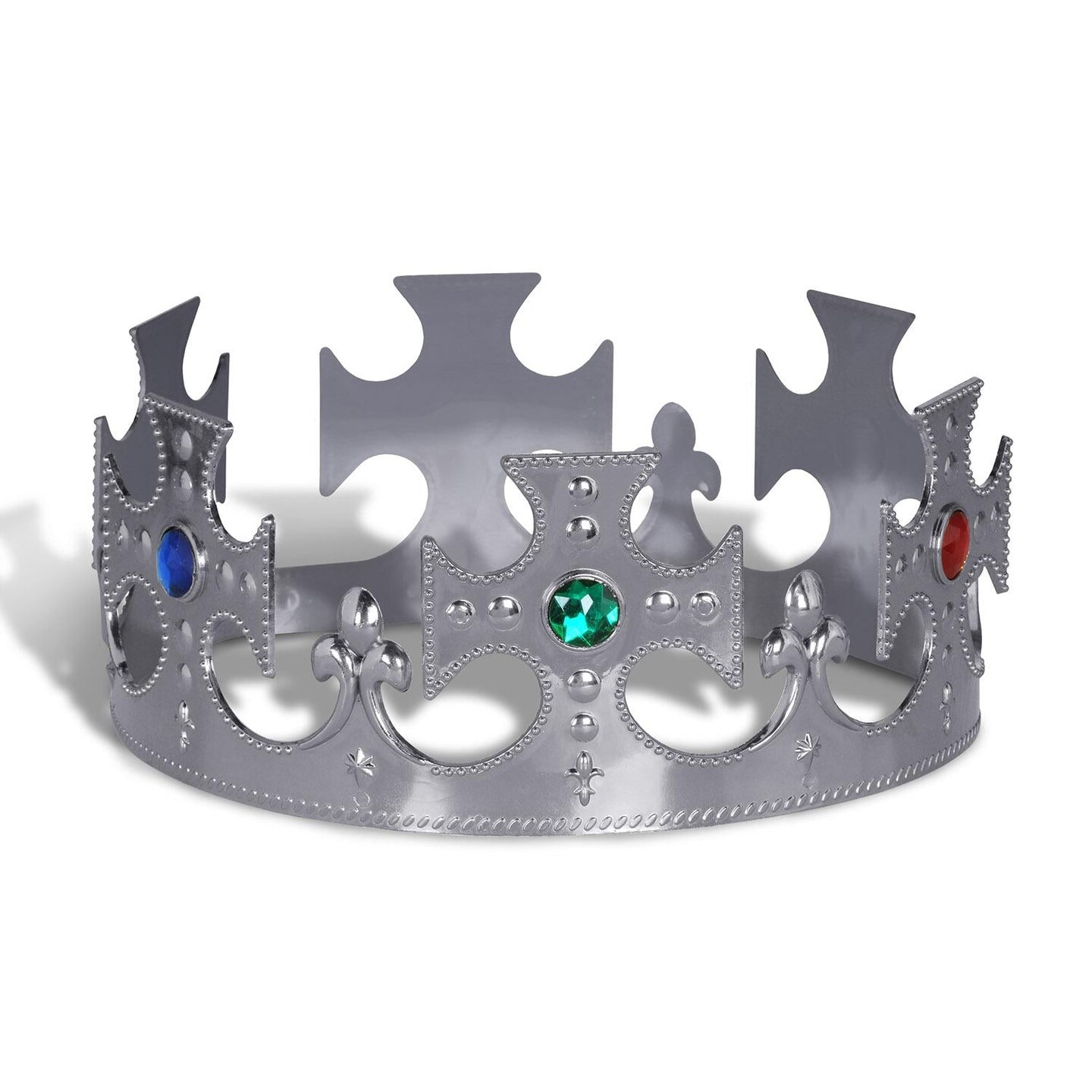 12 Pack Beistle Silver Plastic Jeweled King&#x27;s Crown