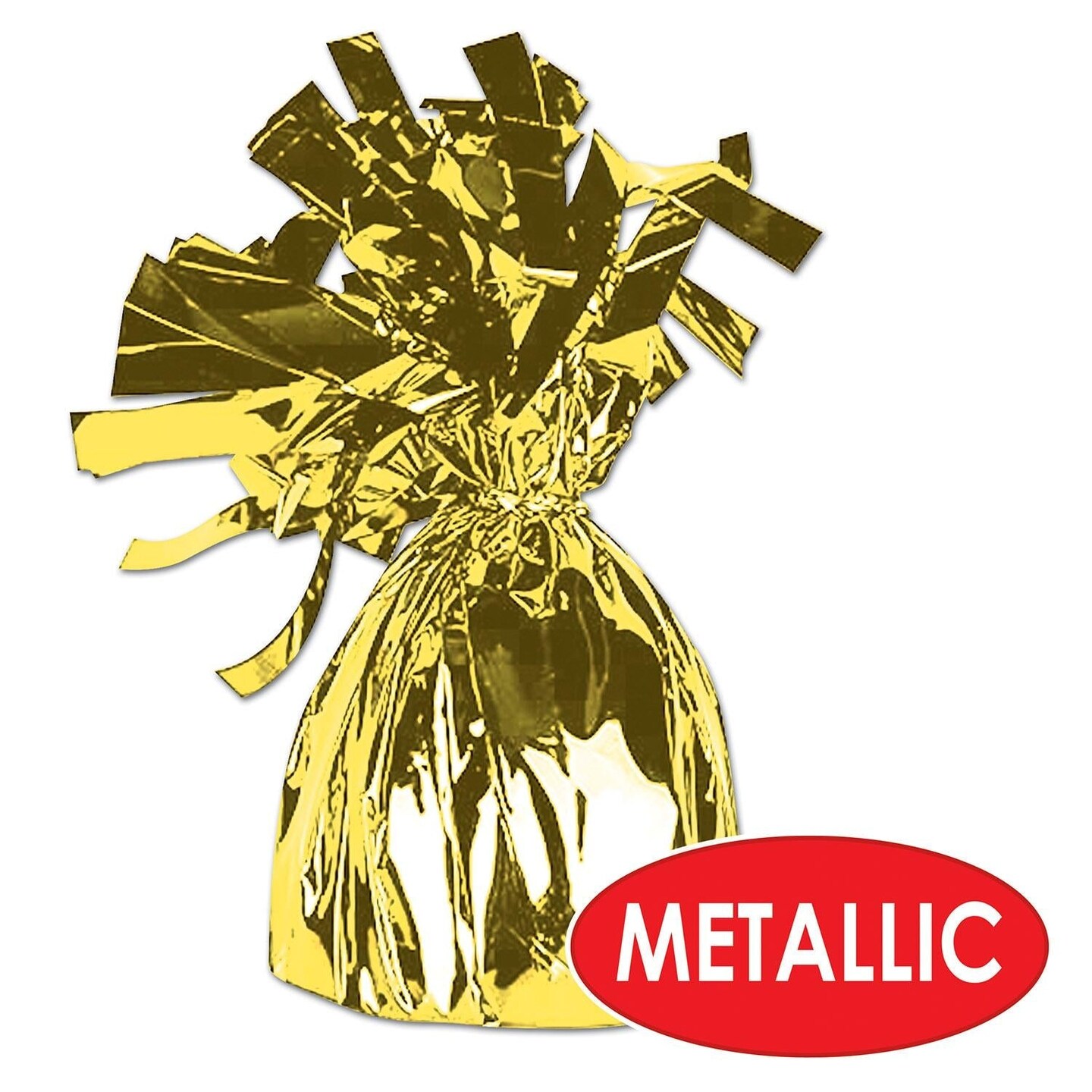12 Pack Beistle Metallic Wrapped Balloon Weight yellow cellophane