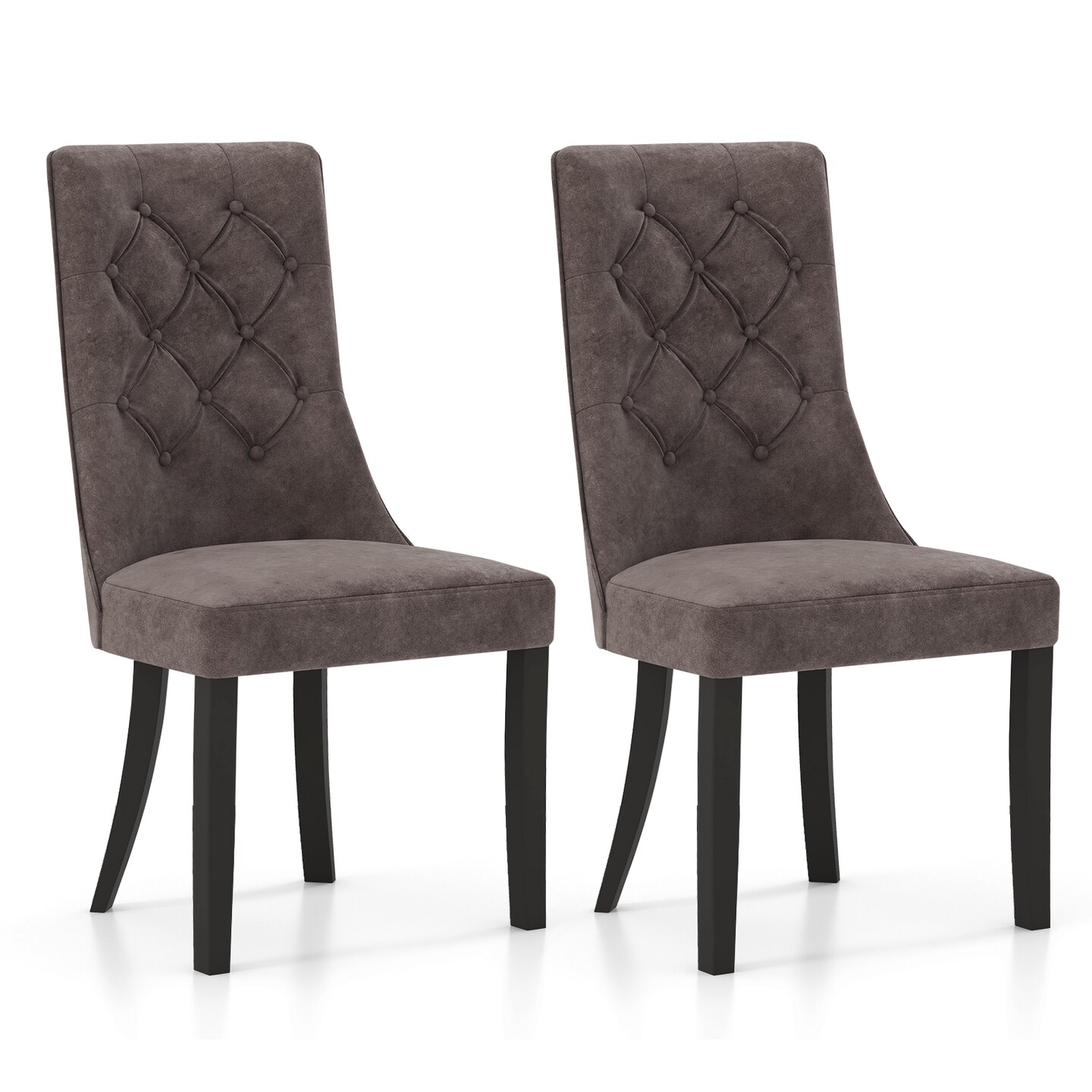 Tufted Dining Chairs Set of 2 with High Backrest and Padded Seat