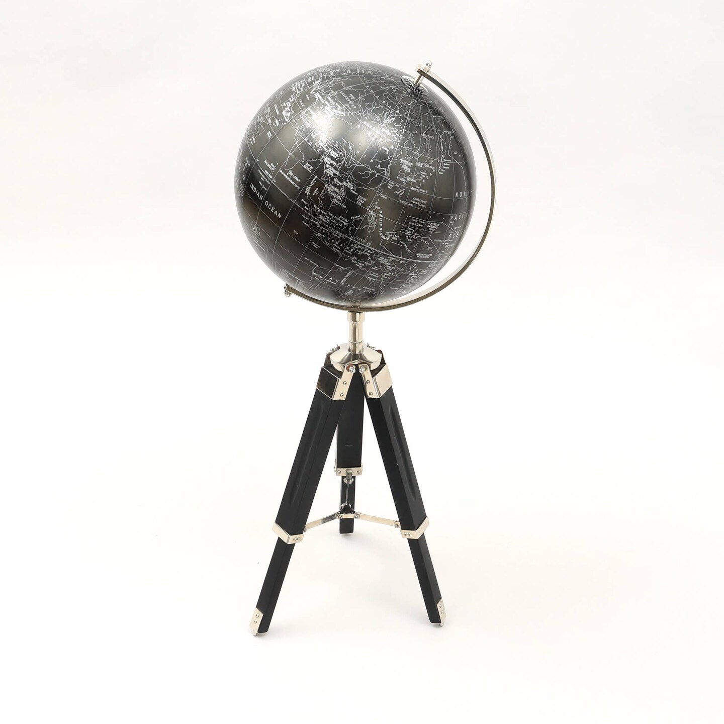 Tabletop Decorative Globe on Aluminium Tripod Stand - 32&#x22;(H)