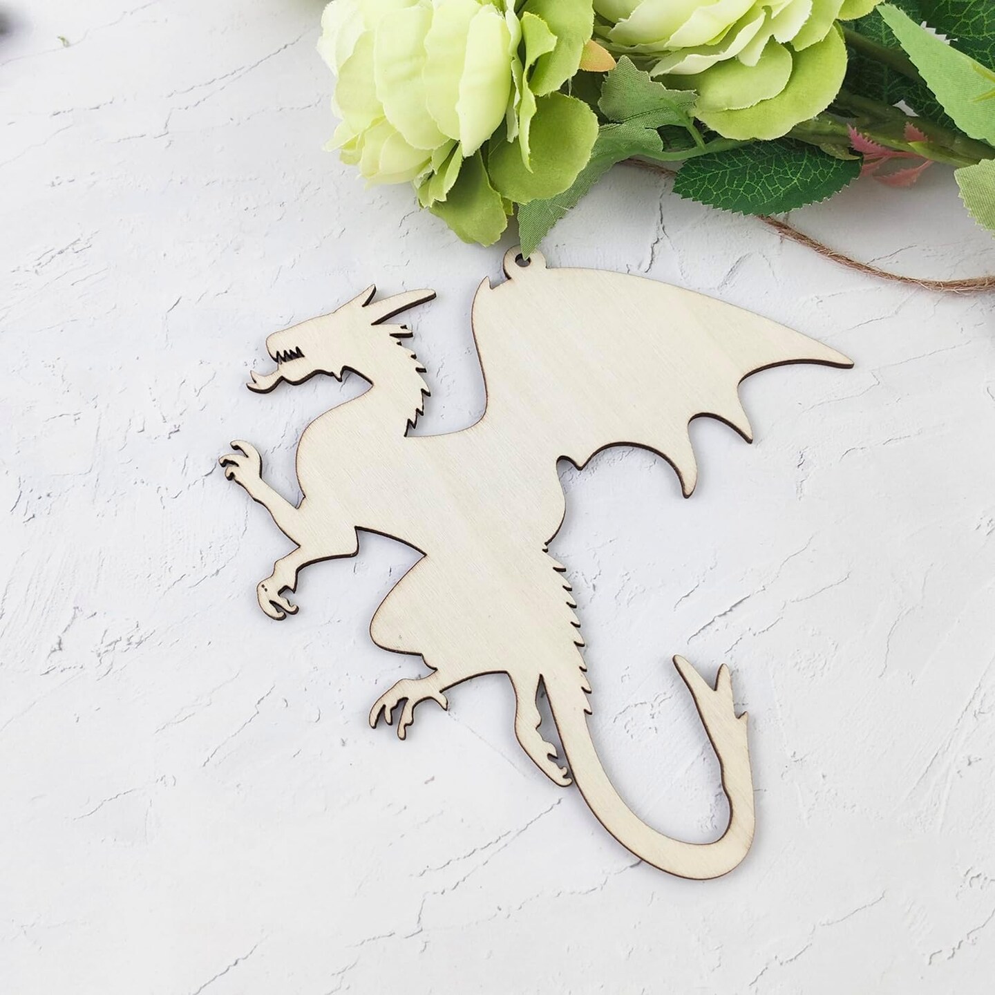 20 Pack 6" Wooden Dragon Cutouts Unfinished Wood DIY Hanging Ornaments Craft Decor