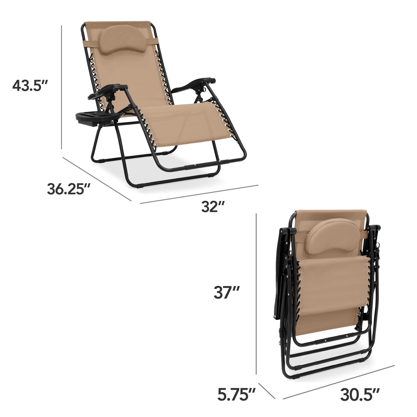 Best Choice Products Oversized Zero Gravity Chair, Folding Outdoor Patio Lounge Recliner w/ Cup Holder