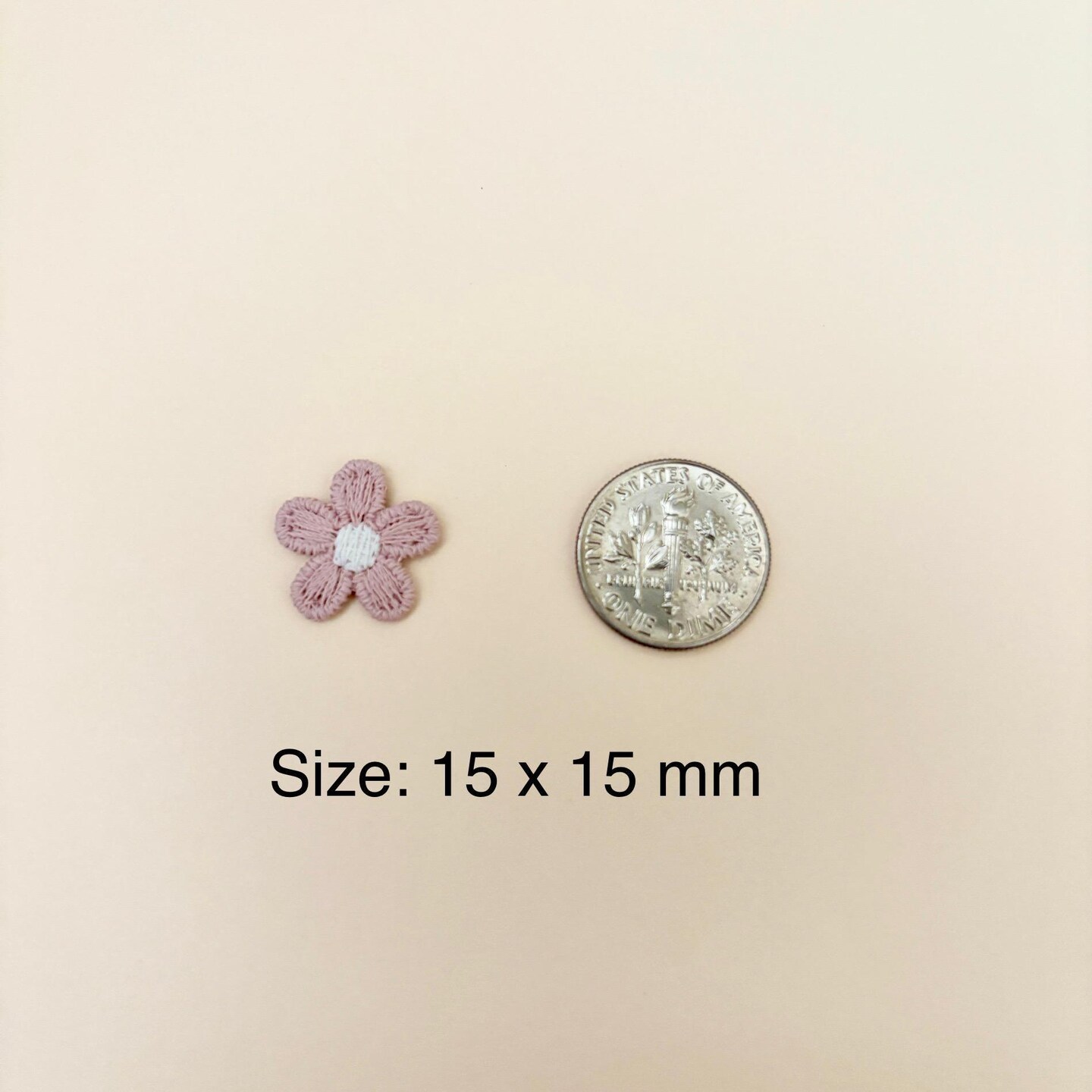 Dusty Pink Mini Daisy 15mm 15pcs,Floral Applique Sew on