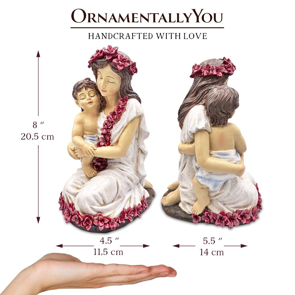 A Mother&#x2019;s Embrace Figurine, 8&#x22; Child and Mom Heartwarming Tabletop Statue Decoration