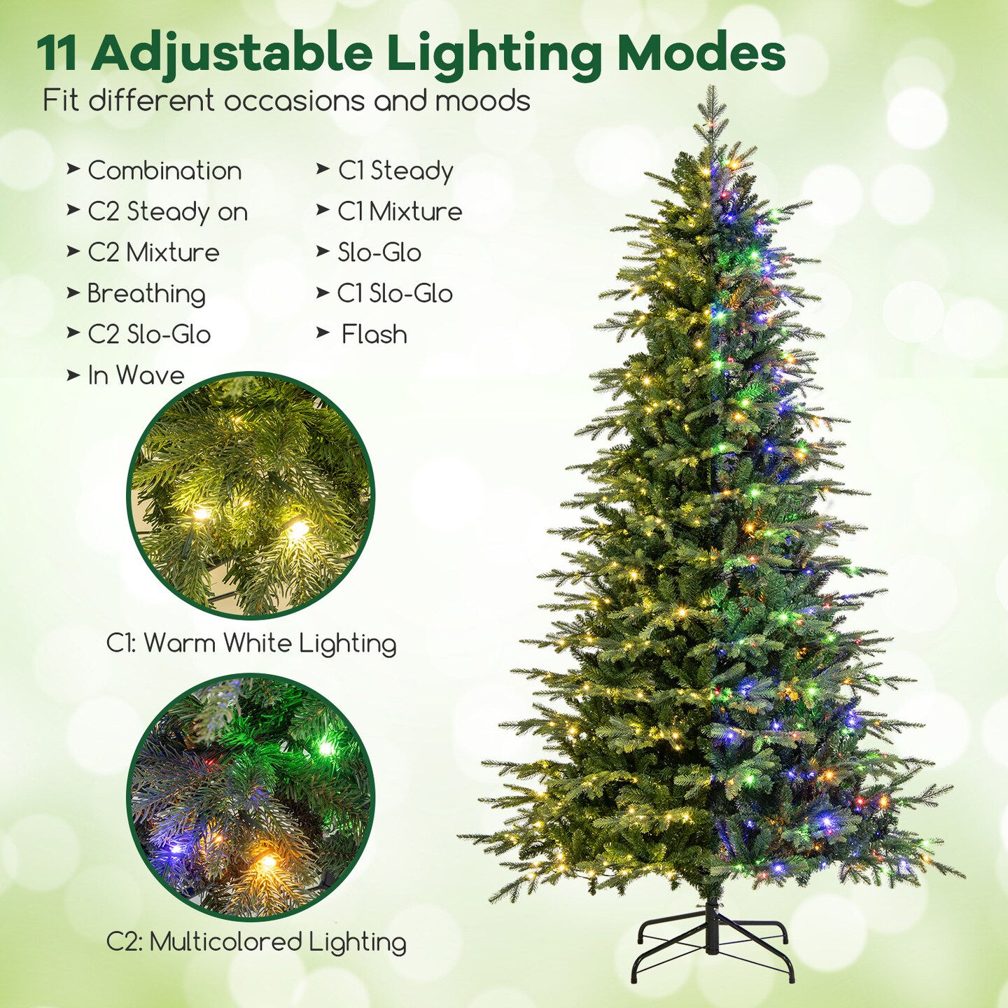 Pre-Lit Artificial Christmas Tree with Warm White LED Lights