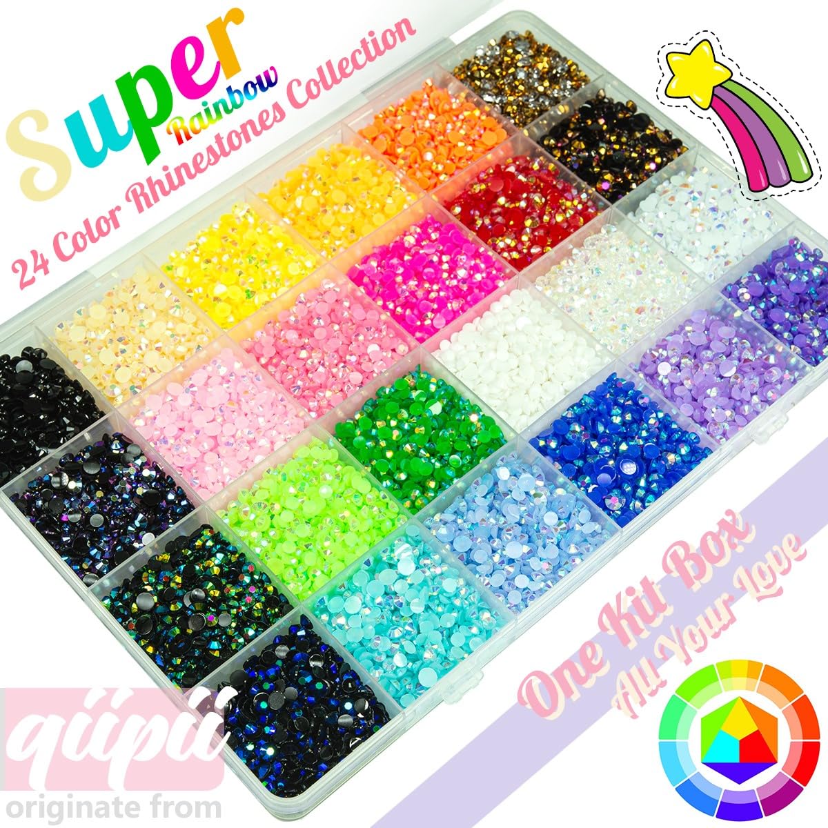 20000PCS 24 Color Jelly Resin Rhinestones Bulk 3mm 4mm Flatback Stones Super Rainbow Colorful Resin Non-Hotfix AB Gems Diamonds for Crafts Tumblers Bottles DIY Decoration Nails Eyes Face Makeup