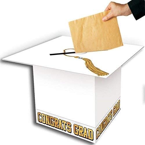 6 Pack Beistle Grad Cap Graduation Party Card Box - white