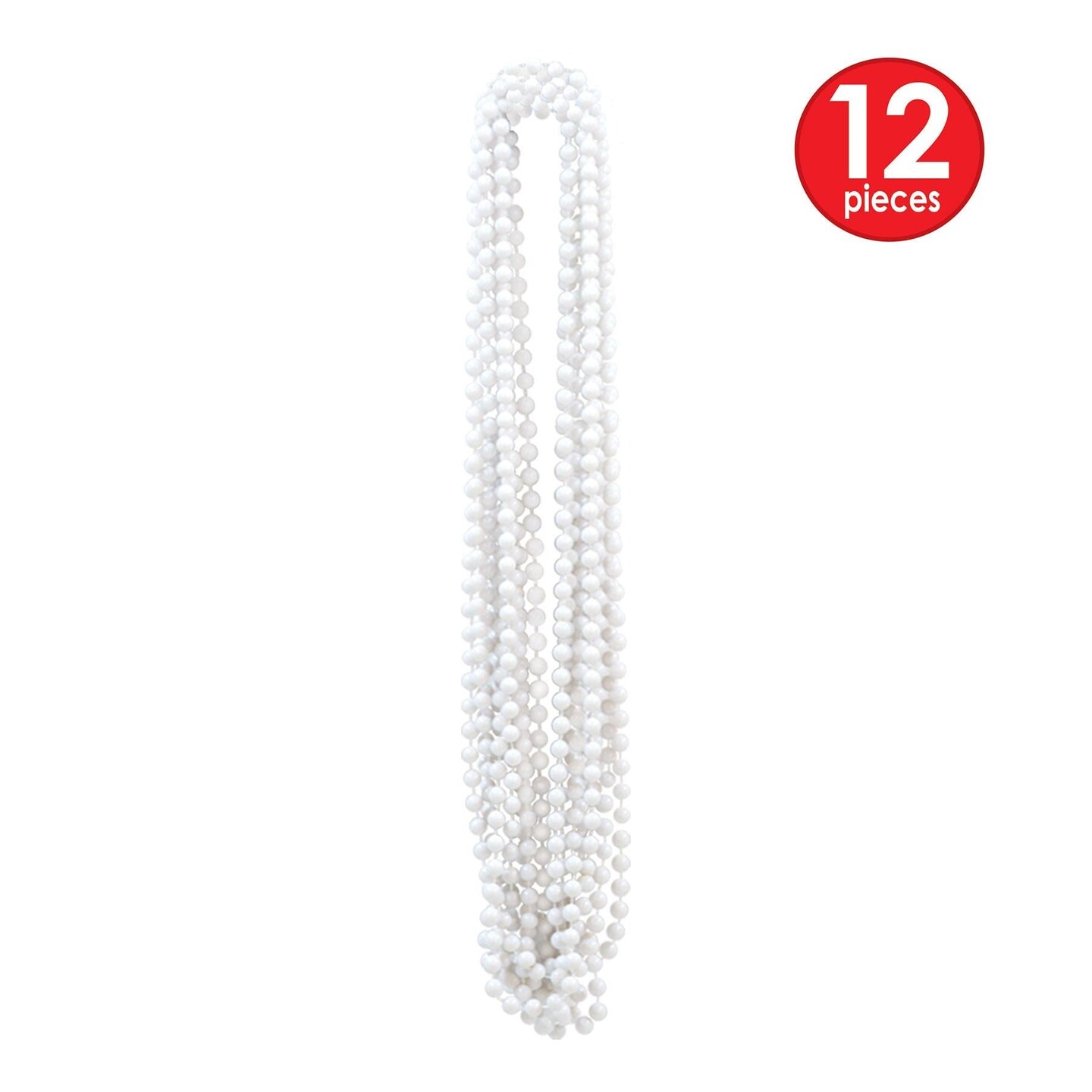 144 Pack Beistle Party Bead Necklaces - Small Round white