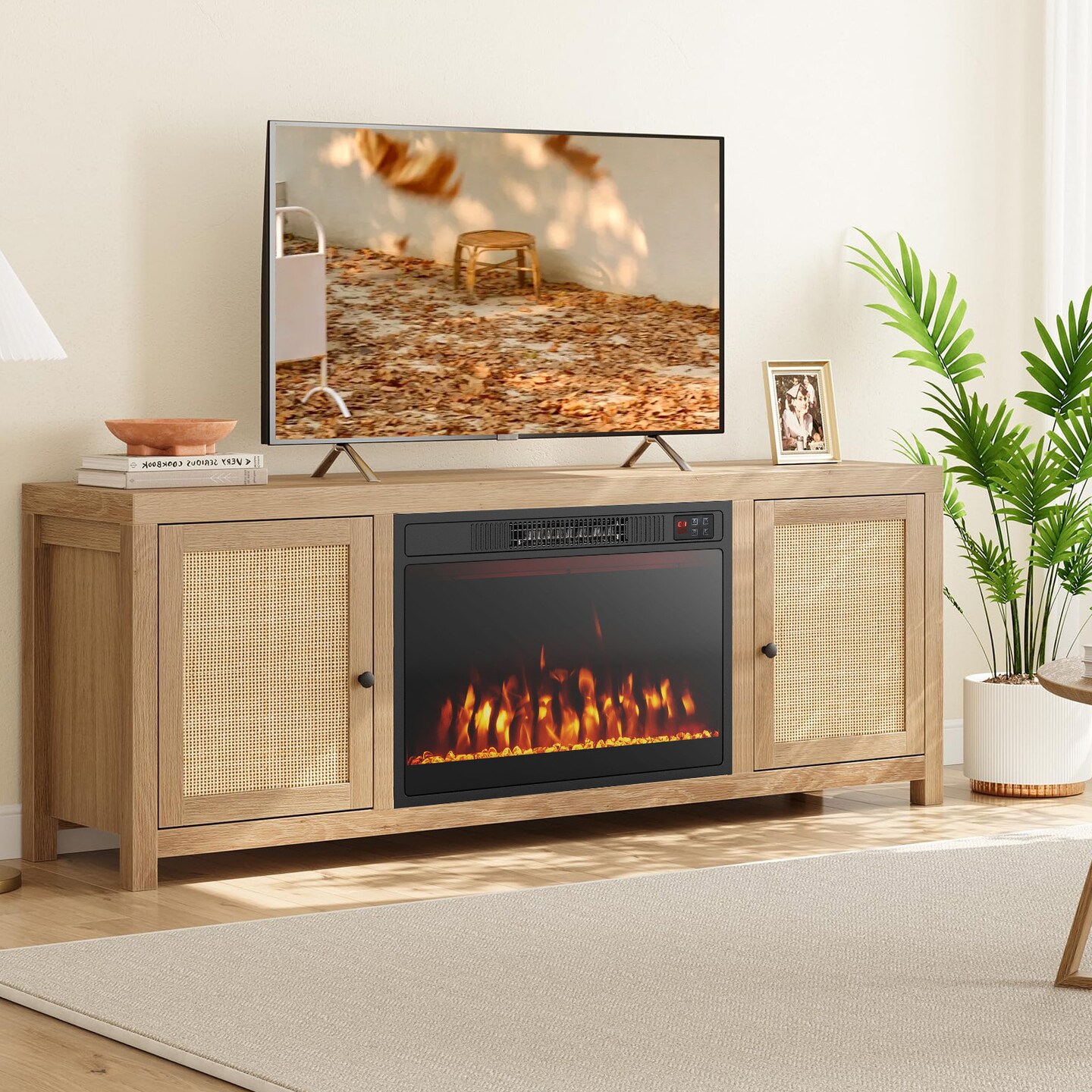 23 Inches Electric Fireplace Heater with Alter Flame Color and Brightness