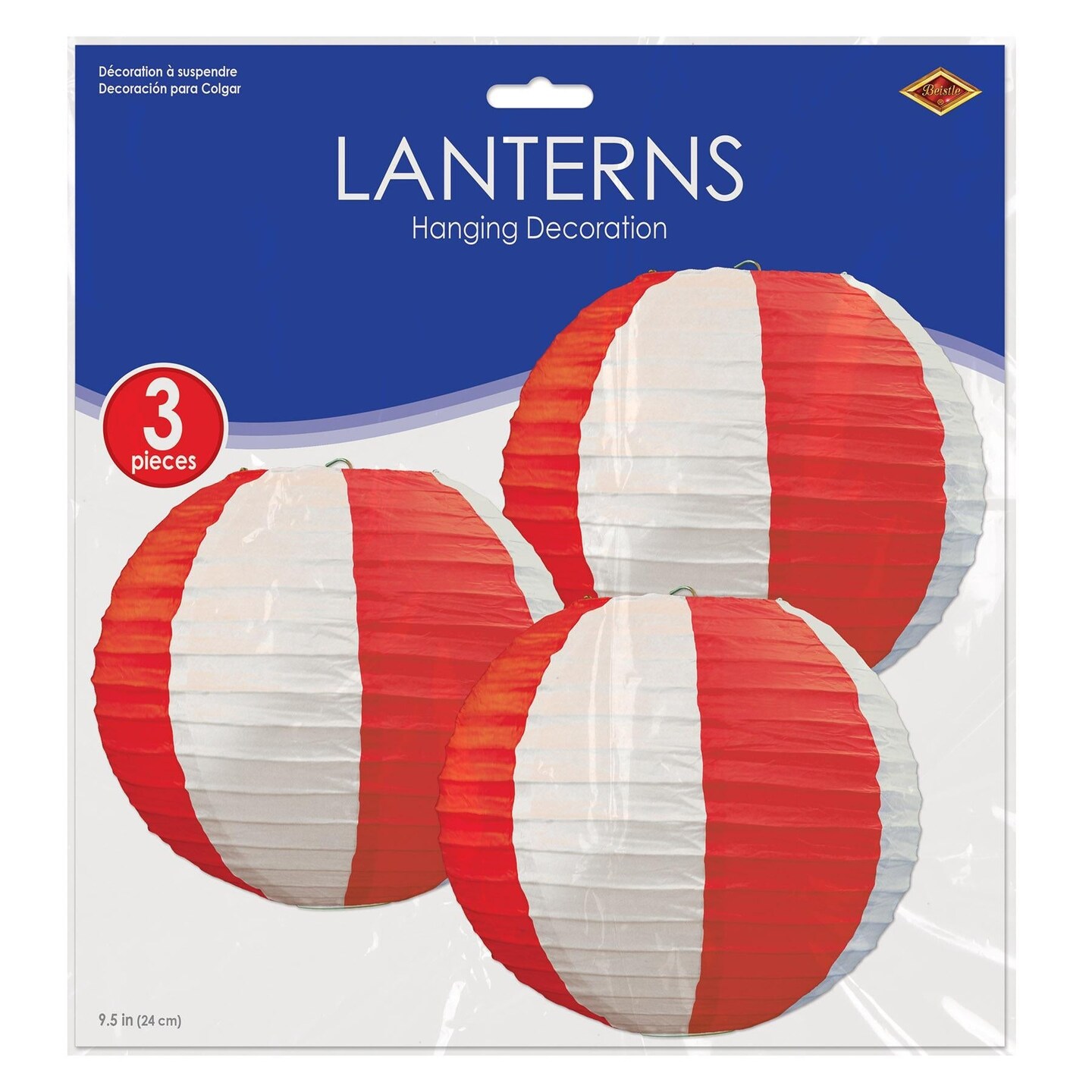 18 Pack Beistle Red/White Stripes Party Paper Lanterns