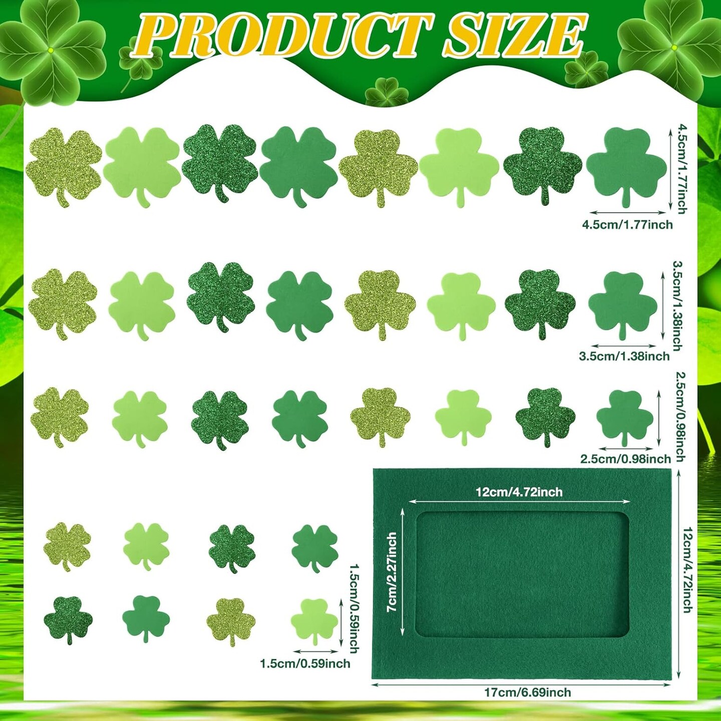 232 Pieces St. Patrick&#x27;s Day DIY Picture Frames Craft Kit for Party 32 Pieces Irish Festival Felt Photo Frames