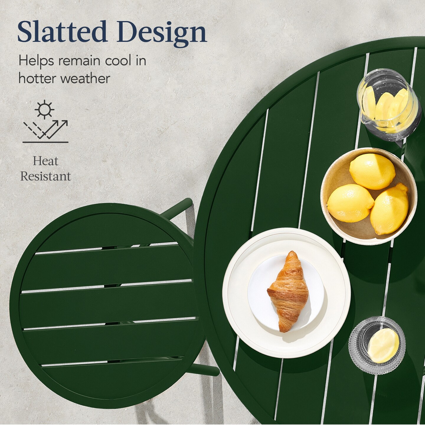 Best Choice Products 3-Piece Steel Patio Bar Height Round Bistro Set w/ Backless Stools, Slatted Design