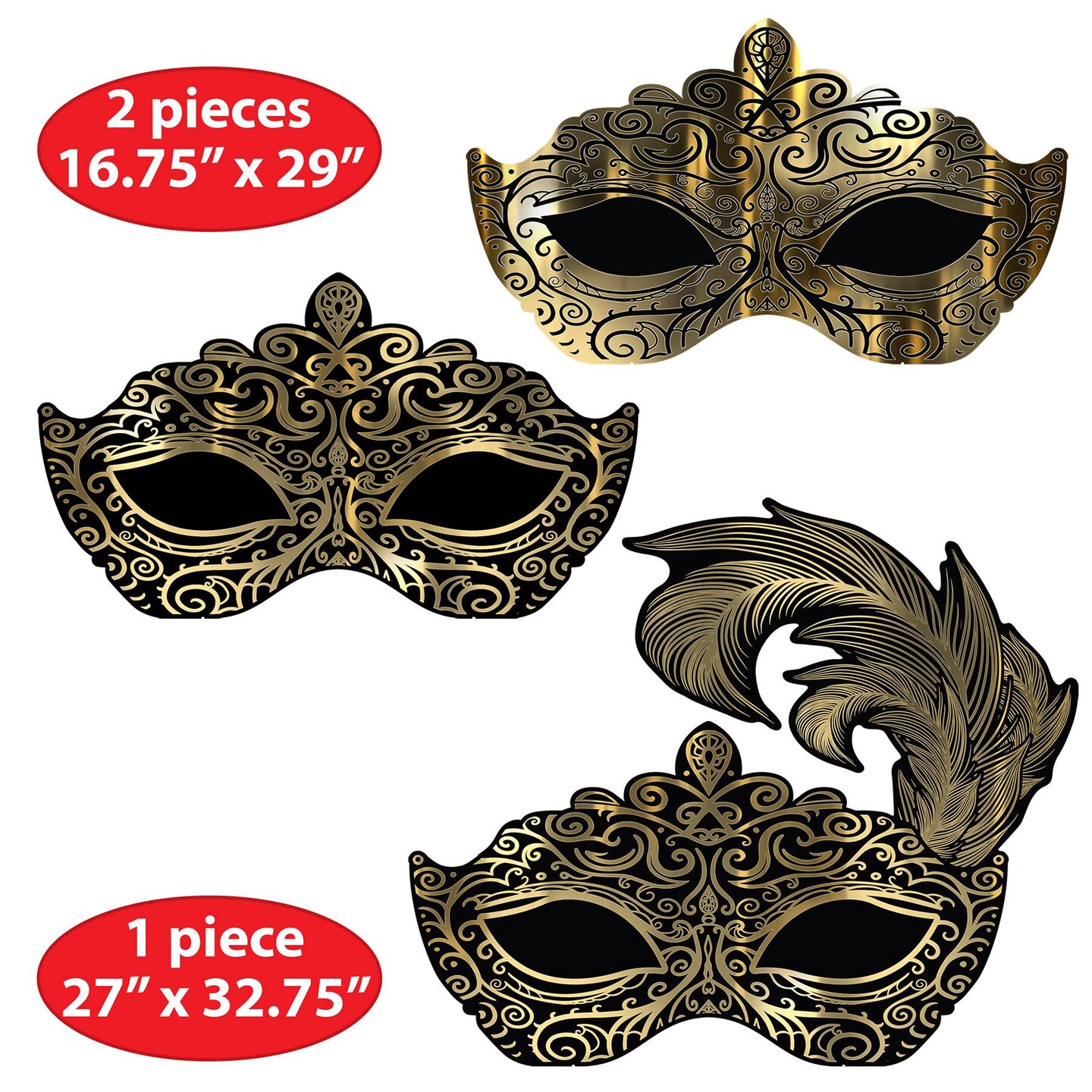3 Pack Beistle Masquerade Mask Wall Decorations