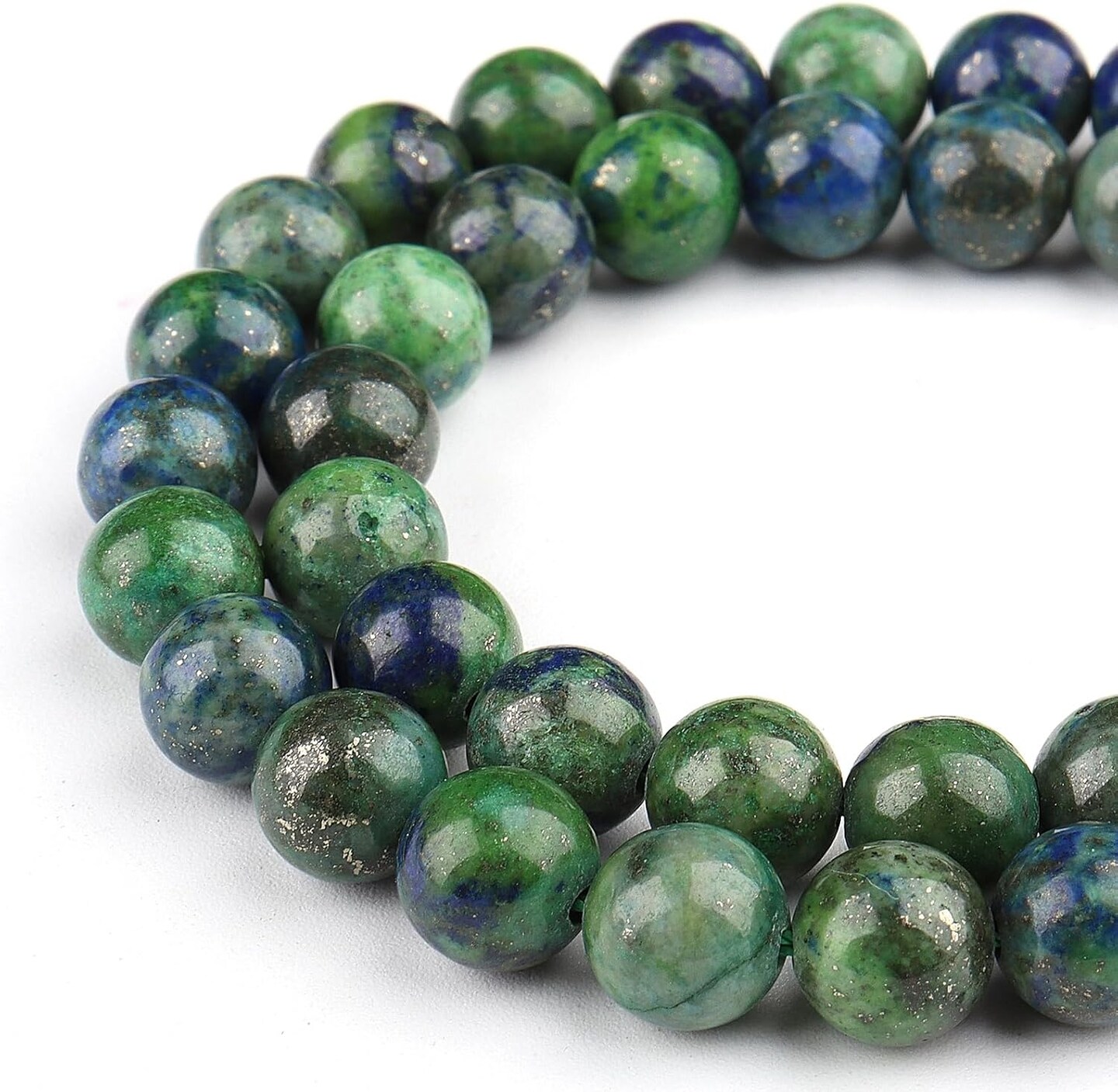 Natural Stone Beads Gemstone Beads for Jewelry Making - Crystal Beads for Bracelets, 8mm Jasper Beads Round Loose Beads(44-47pcs, 8mm, Chrysocolla)