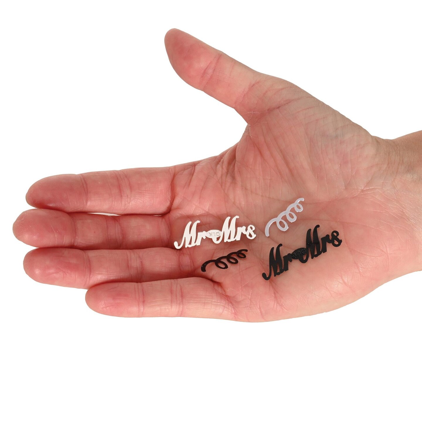 6 Pack Bulk Mr/Mrs Wedding Confetti - black/silver (0.5 Oz/Pkg)