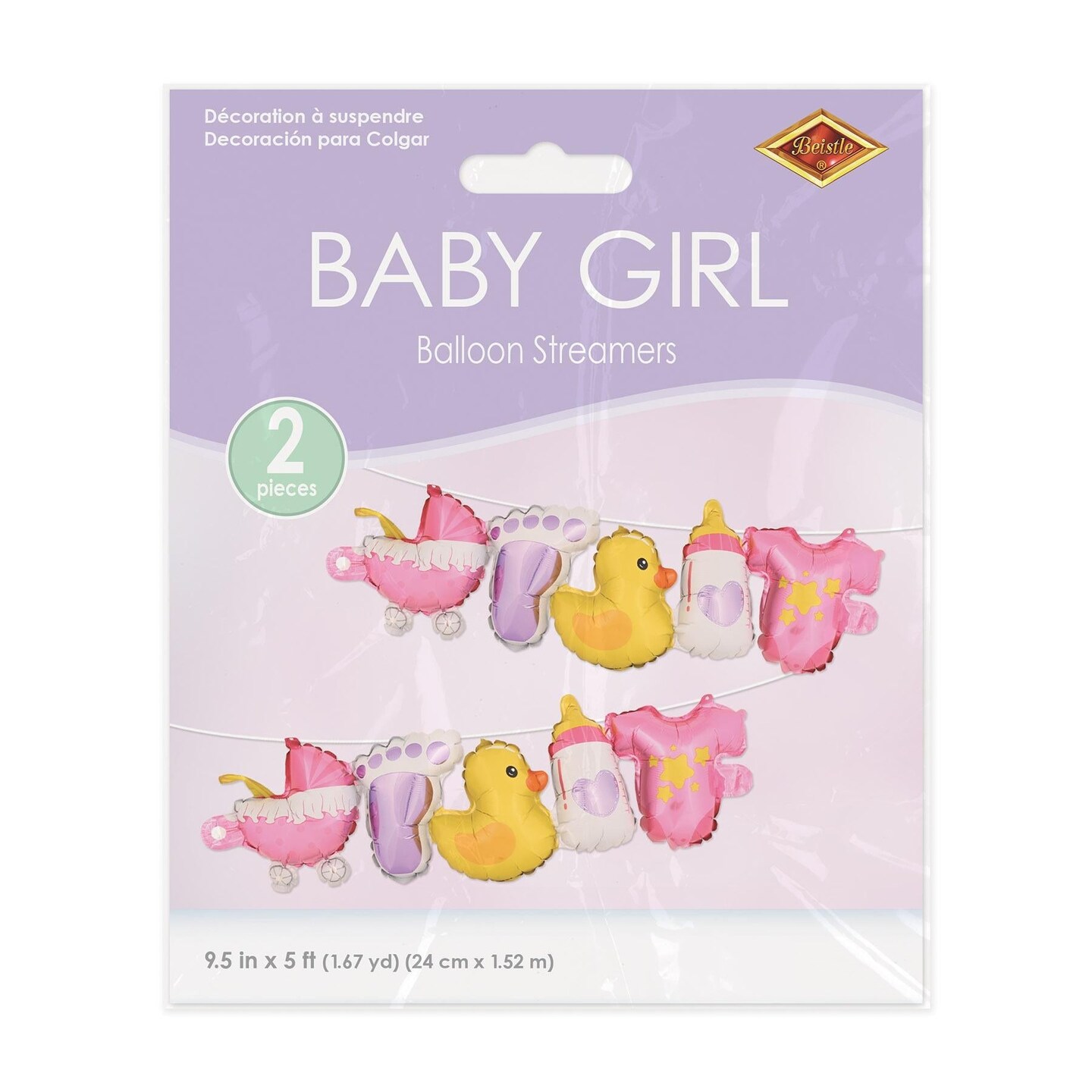 6 Pack Beistle Baby Girl Balloon Streamers