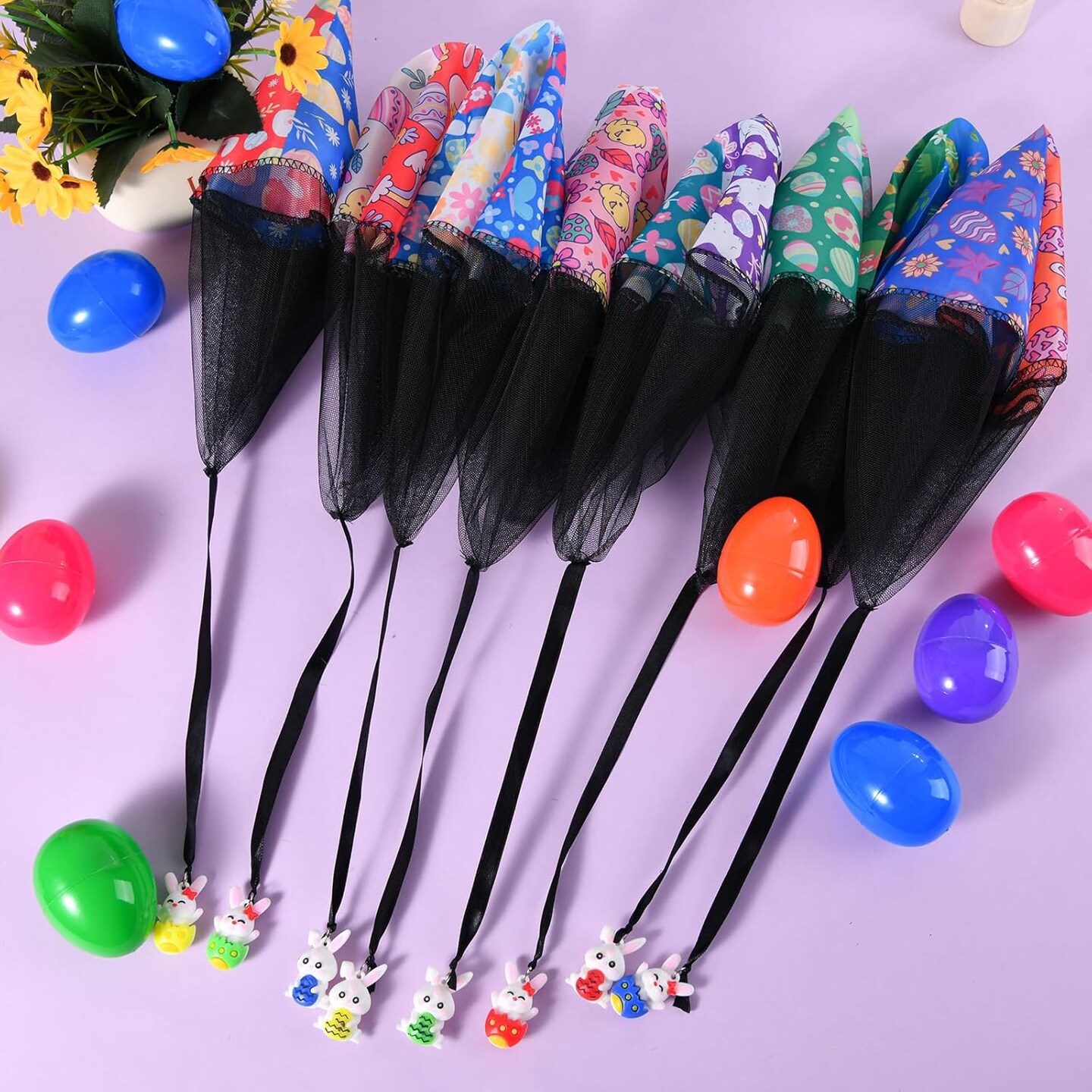 8 Pack Prefilled Easter Eggs Parachute Toys, Easter Basket Stuffers with Hand Throw Flying Toys