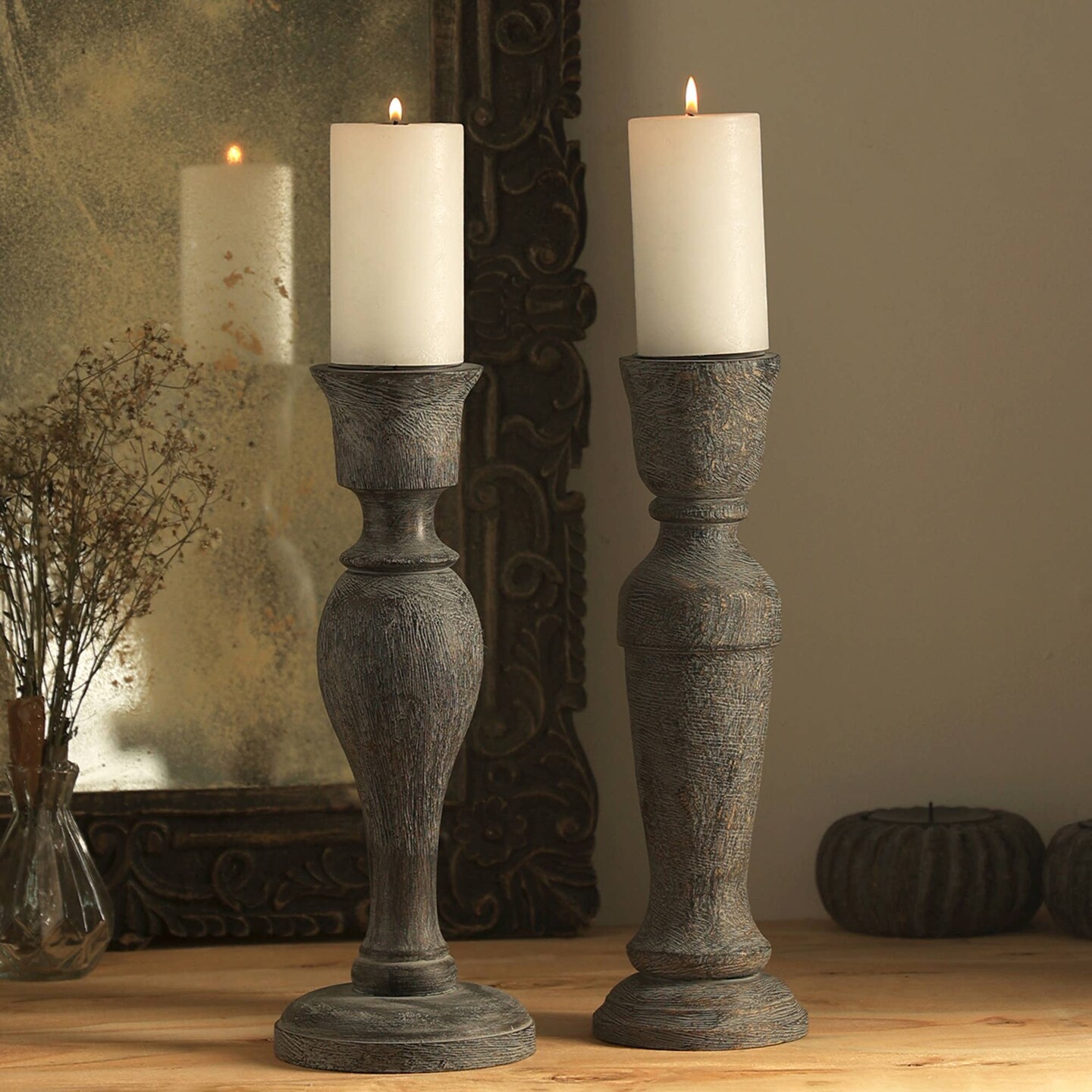 Decorative Wooden Centerpiece Candle Holder- 6&#x22; X 16&#x22;