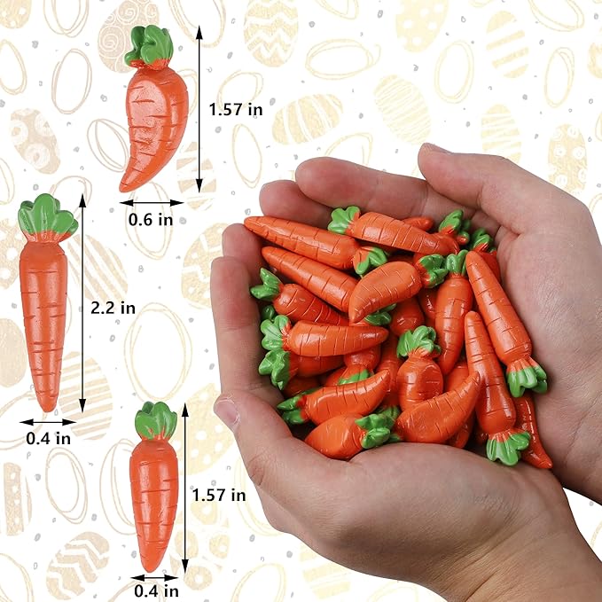 Mini Easter Carrots Decorations, 60Pcs Fake Carrot Decor Set 3 Styles, Realistic Resin Carrots for DIY Crafts Indoor Home Table Kitchen Display Decor Easter Props