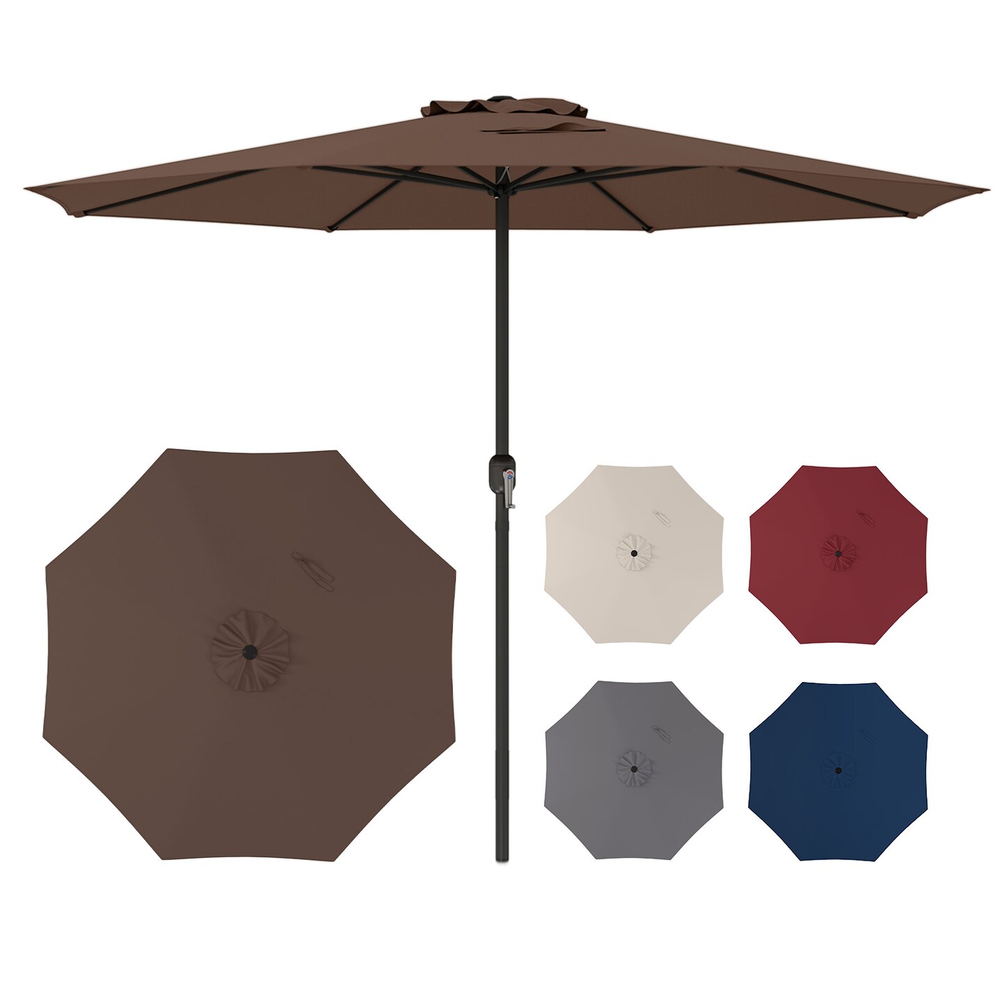 12 Feet Patio Umbrella, Fabric, Crank Handle, 8 Sturdy Ribs, Outdoor Shade for Garden &#x26; Deck